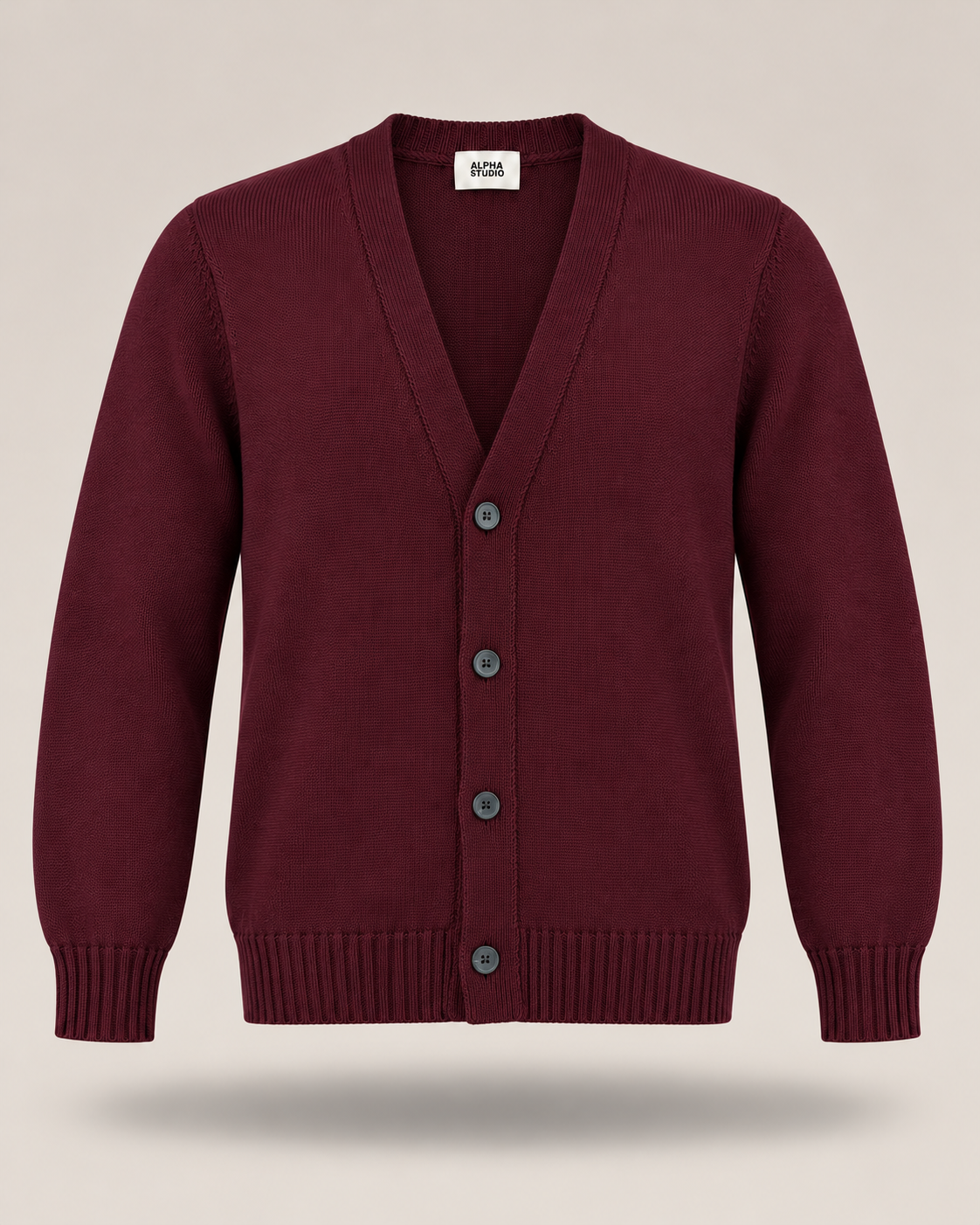 ALPHA STUDIO - Cardigan bordeaux con scollo a V e bottoni