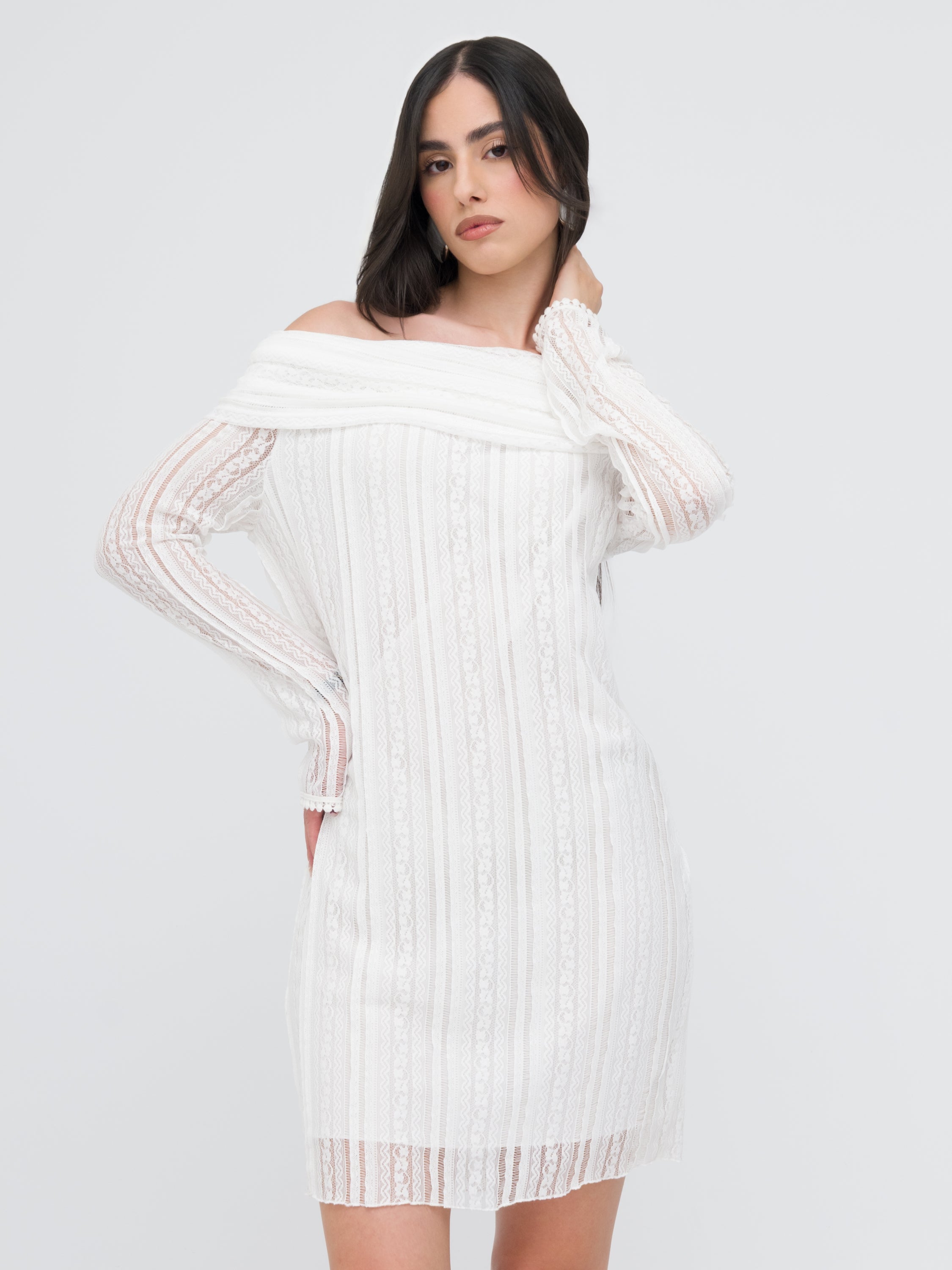 TENSIONE IN - mini dress White in pizzo