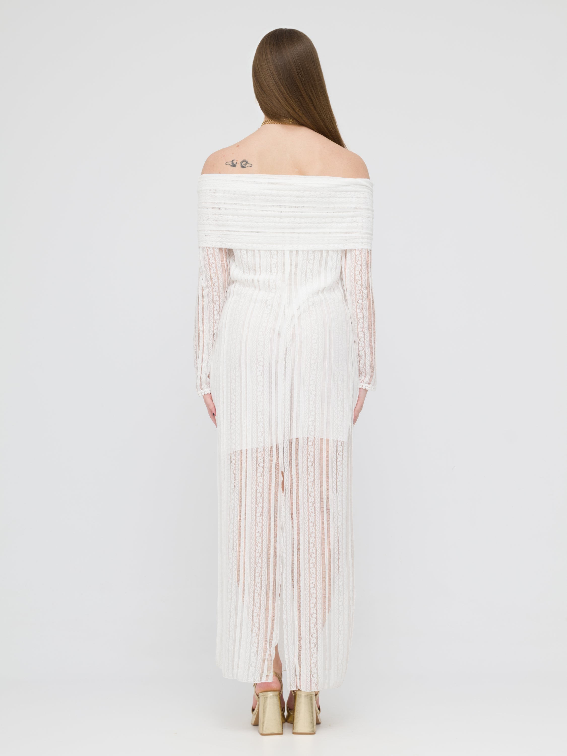 TENSIONE IN- maxi dress White in pizzo