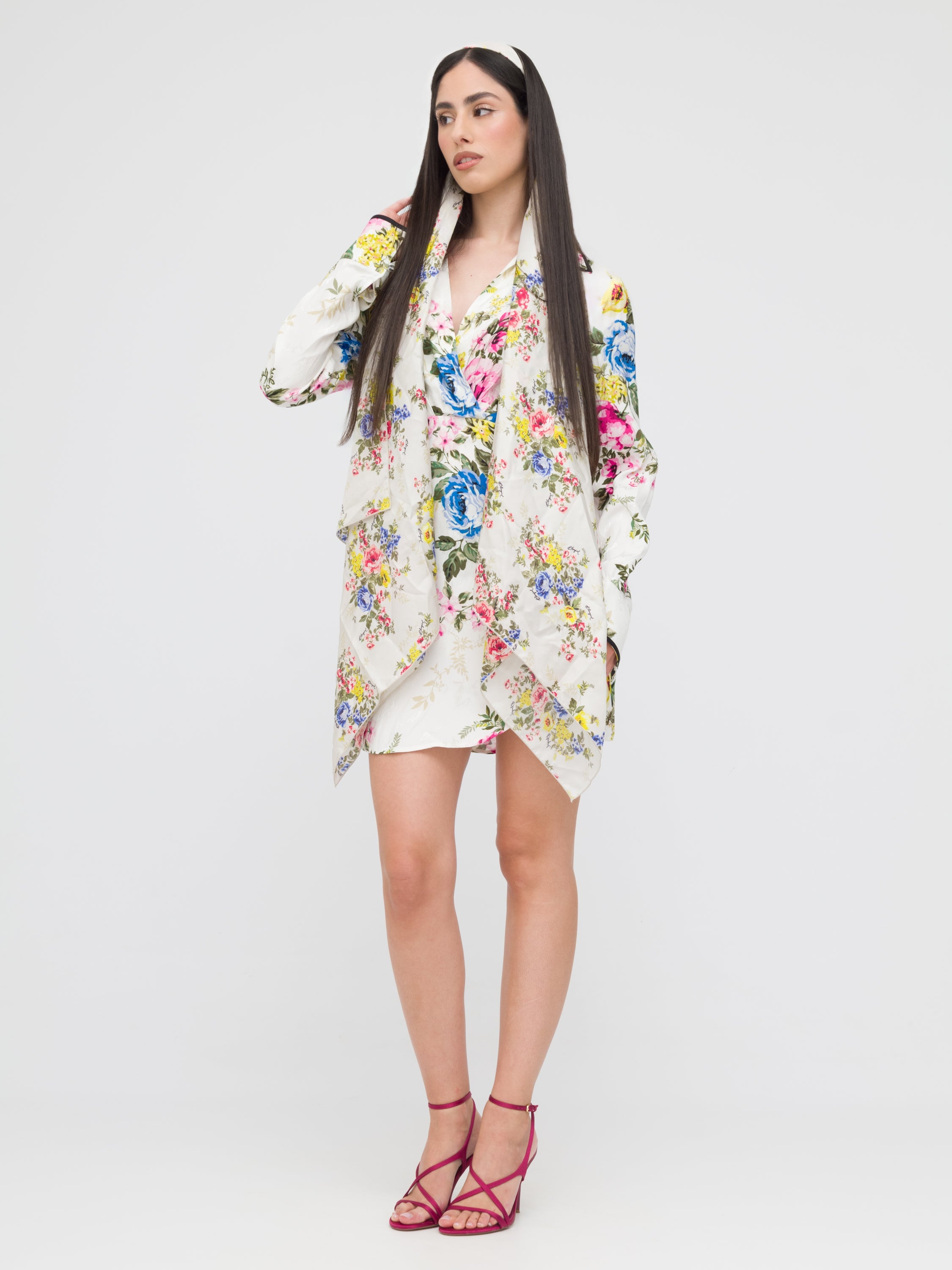 BLUGIRL - mini dress fantasia floreale con accessorio capelli
