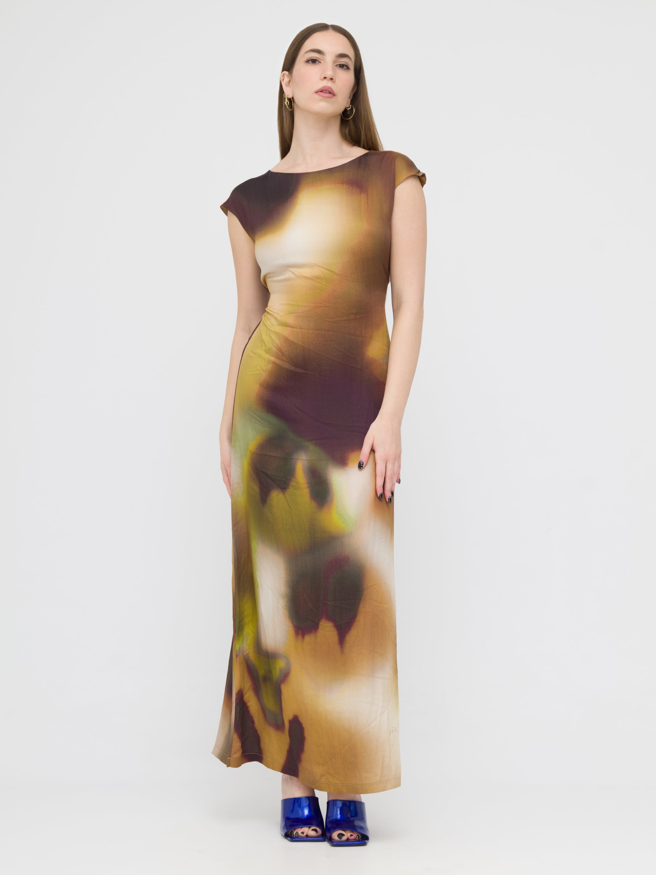 CELYE- maxi dress brown con fantasia