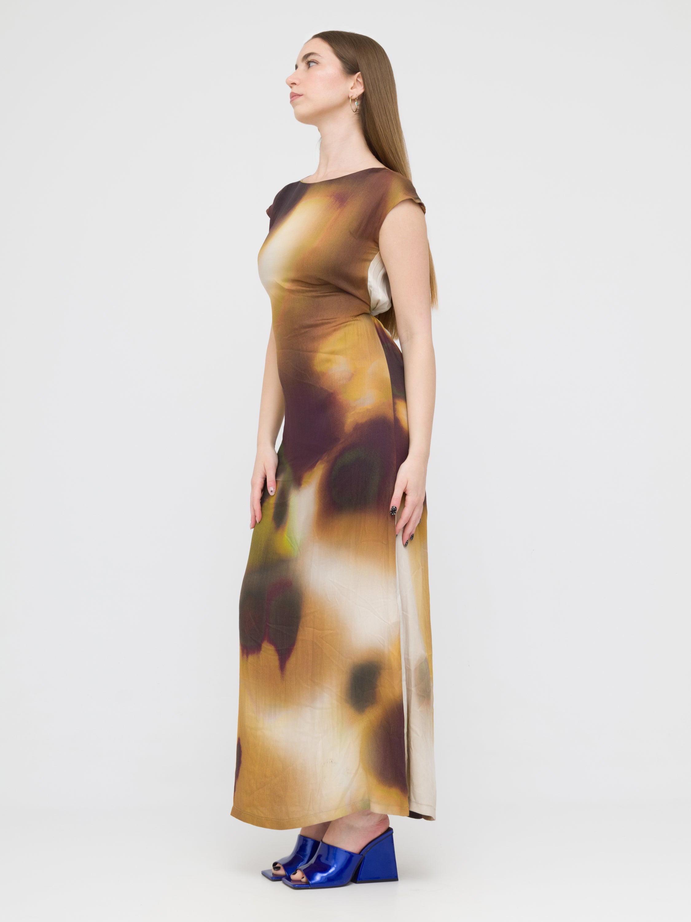 CELYE- maxi dress brown con fantasia