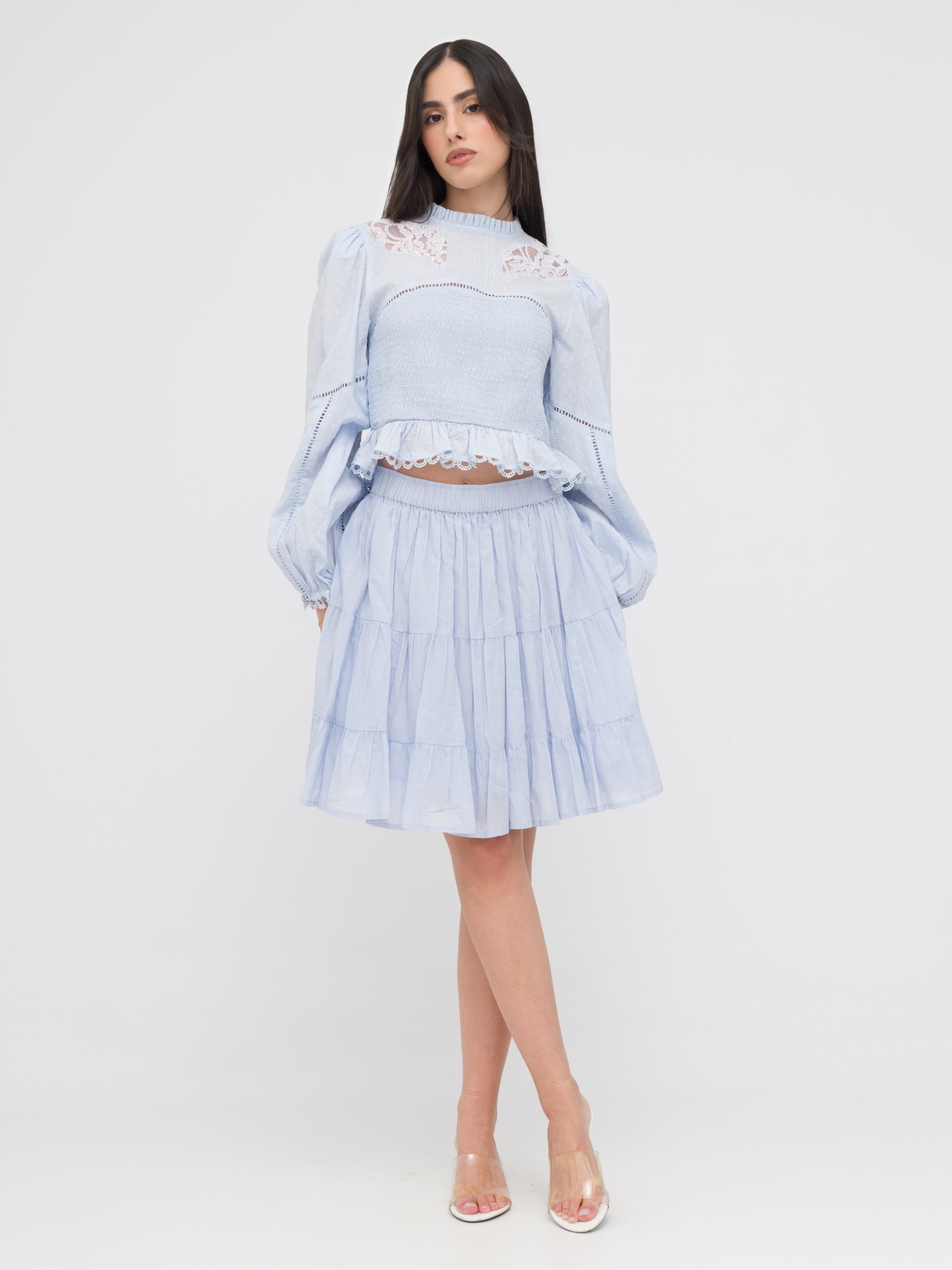 EMMA E GAIA - coordinato azzurro con gonna