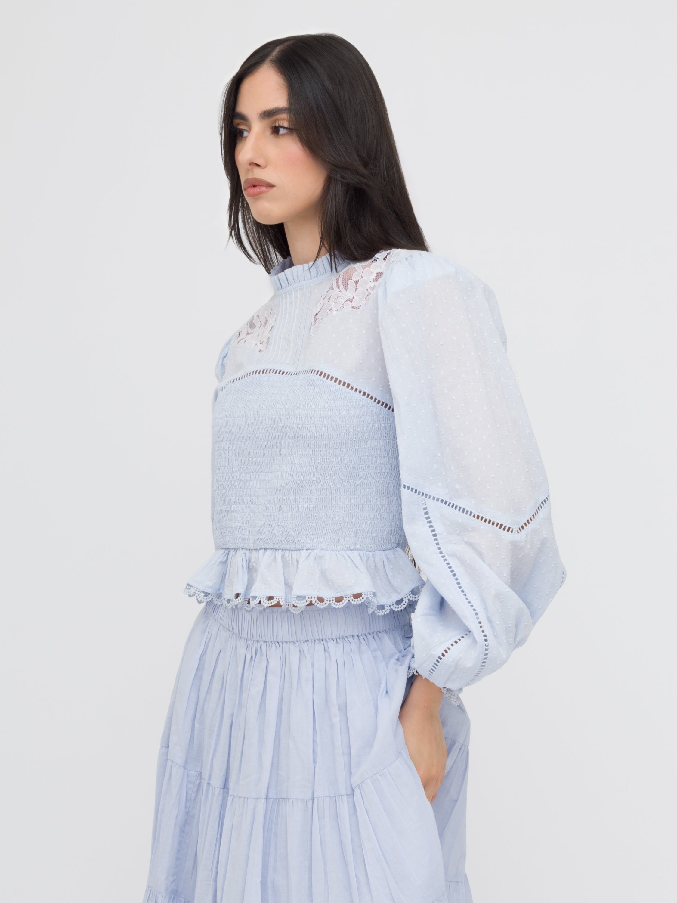EMMA E GAIA - coordinato azzurro con gonna