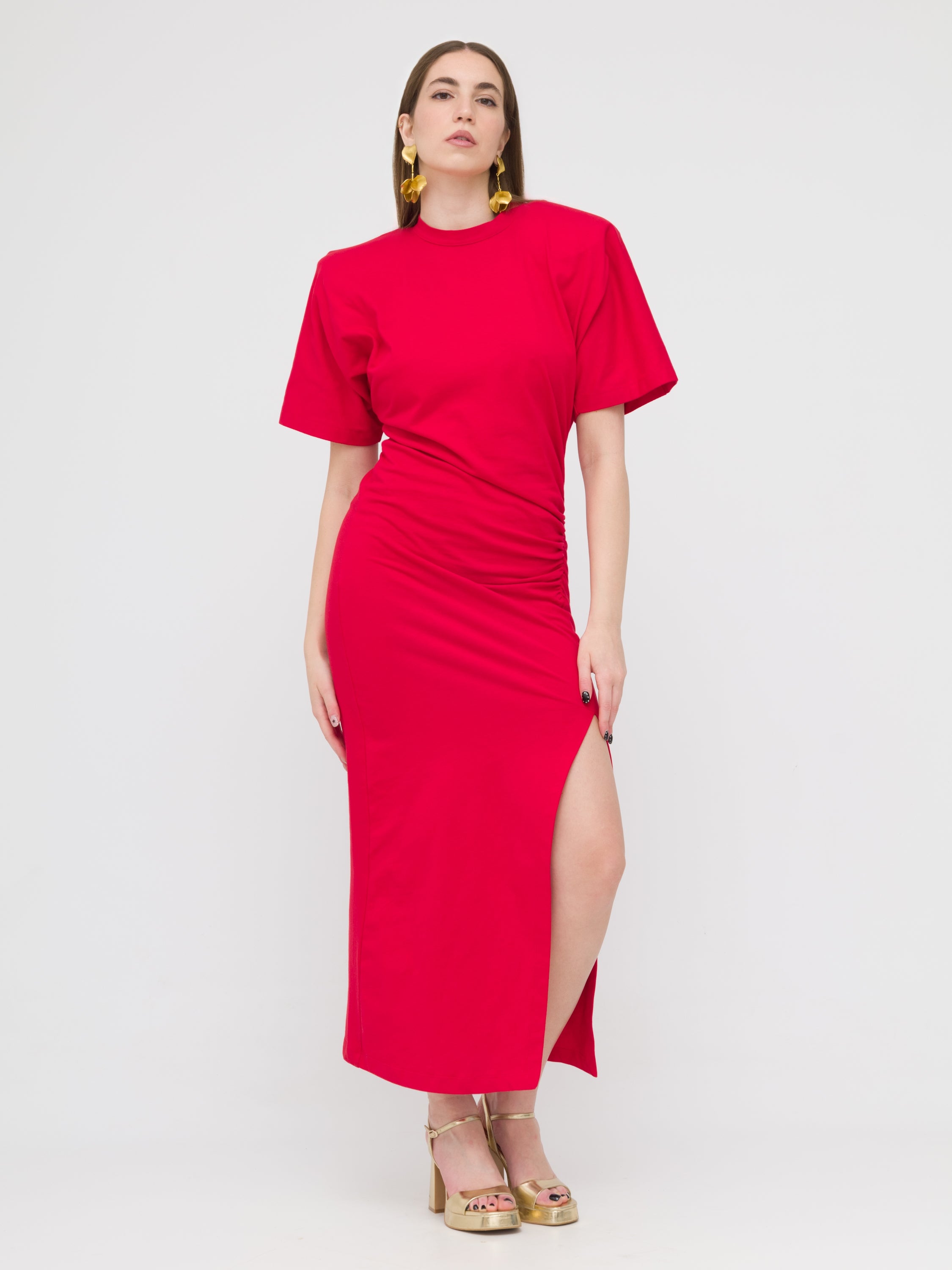 PINKO - maxi dress con spalline incorporate dettaglio spacco laterale