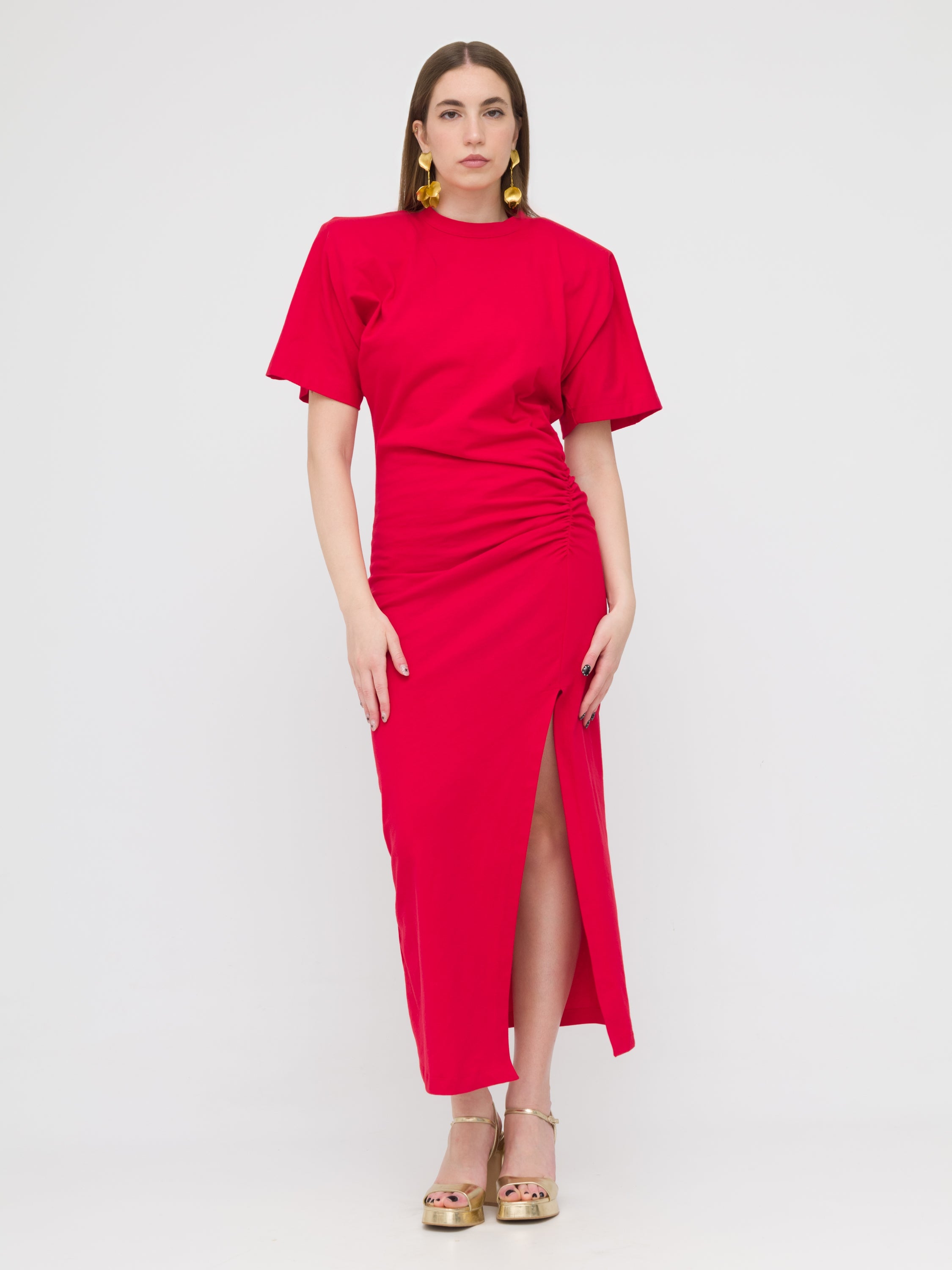 PINKO - maxi dress con spalline incorporate dettaglio spacco laterale