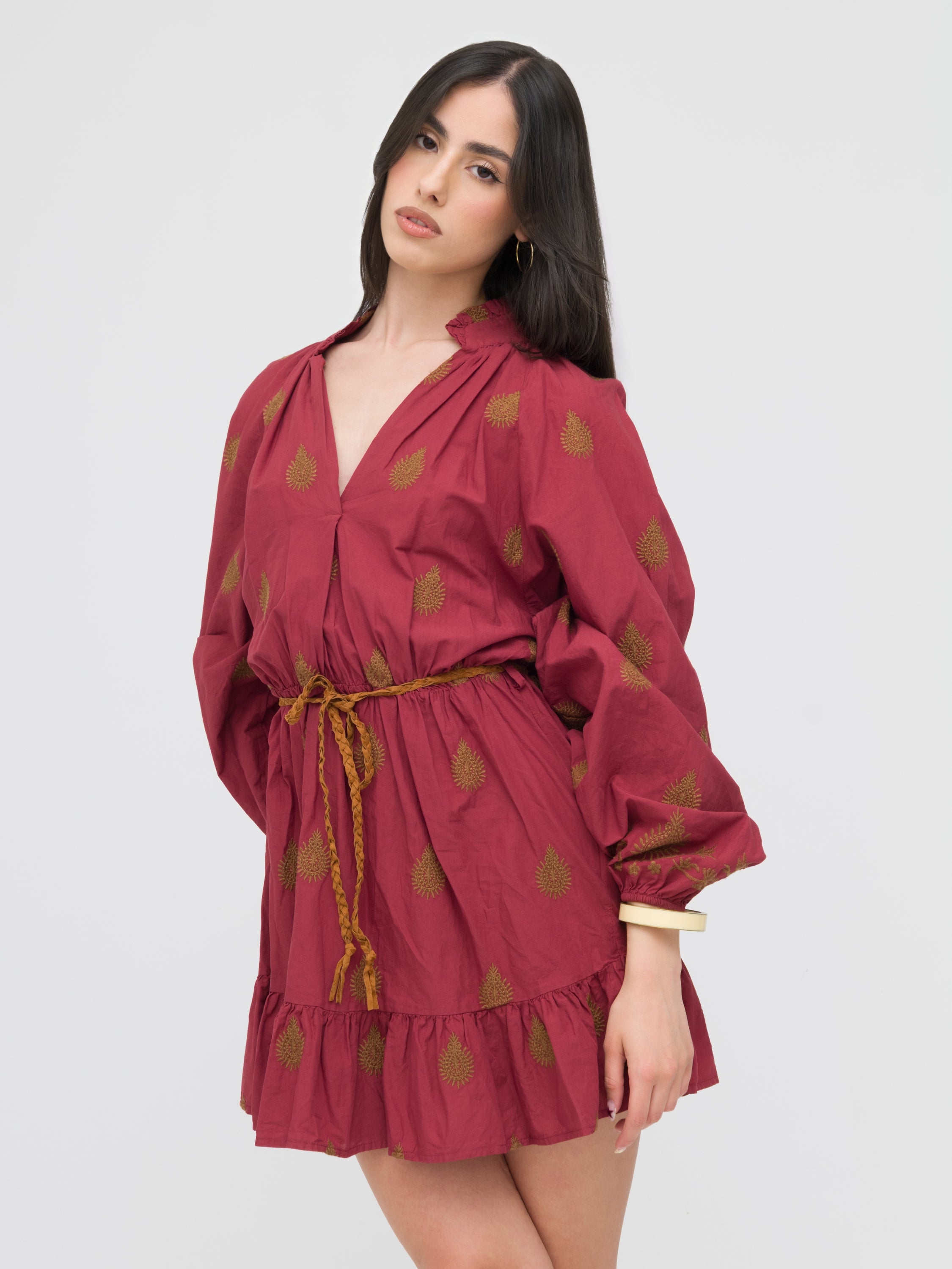 DIXIE- mini dress con laccio regolabile bordeaux