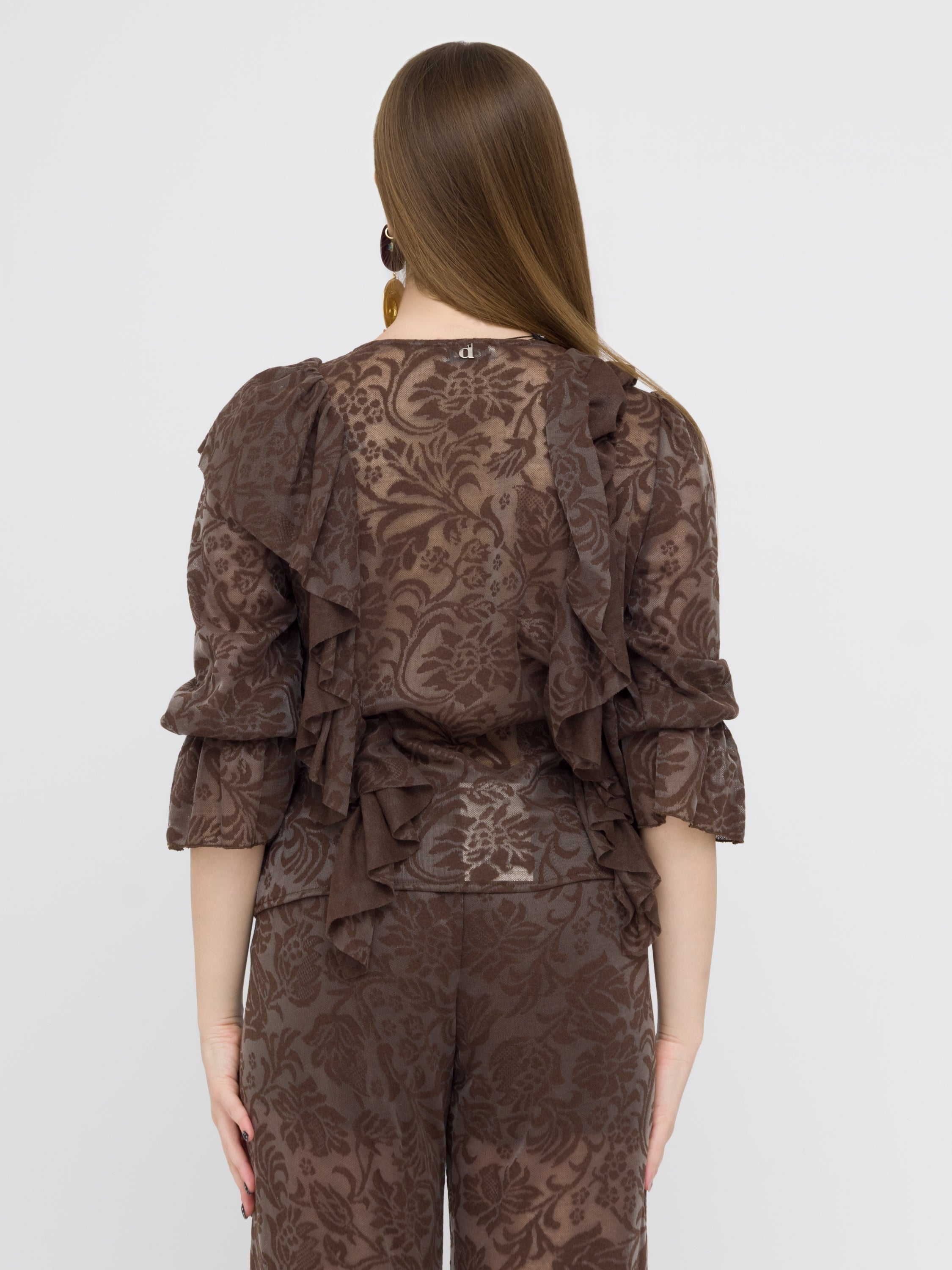 DIXIE - camicia in pizzo brown
