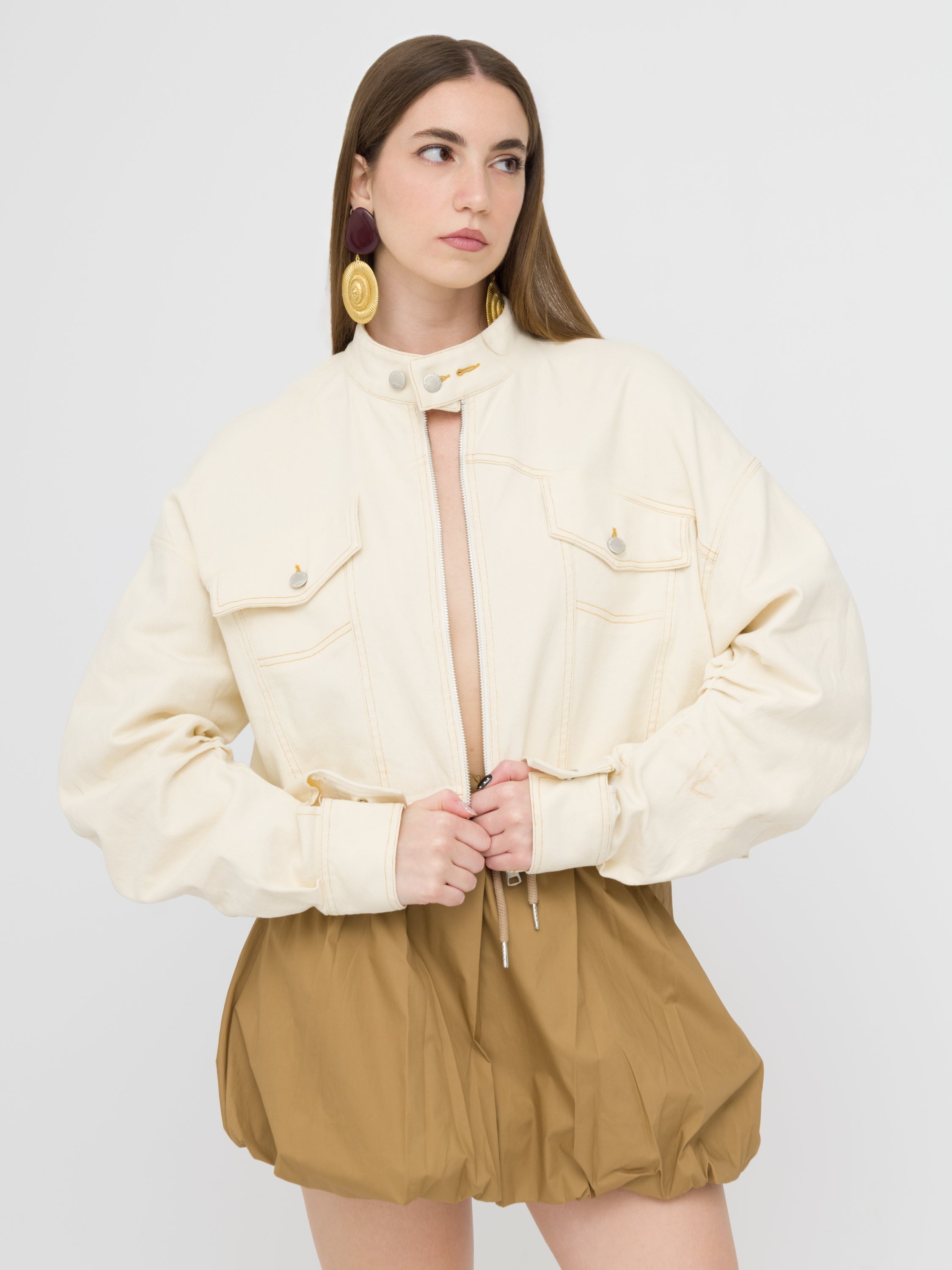 WEILI ZHENG- denim jacket White cream