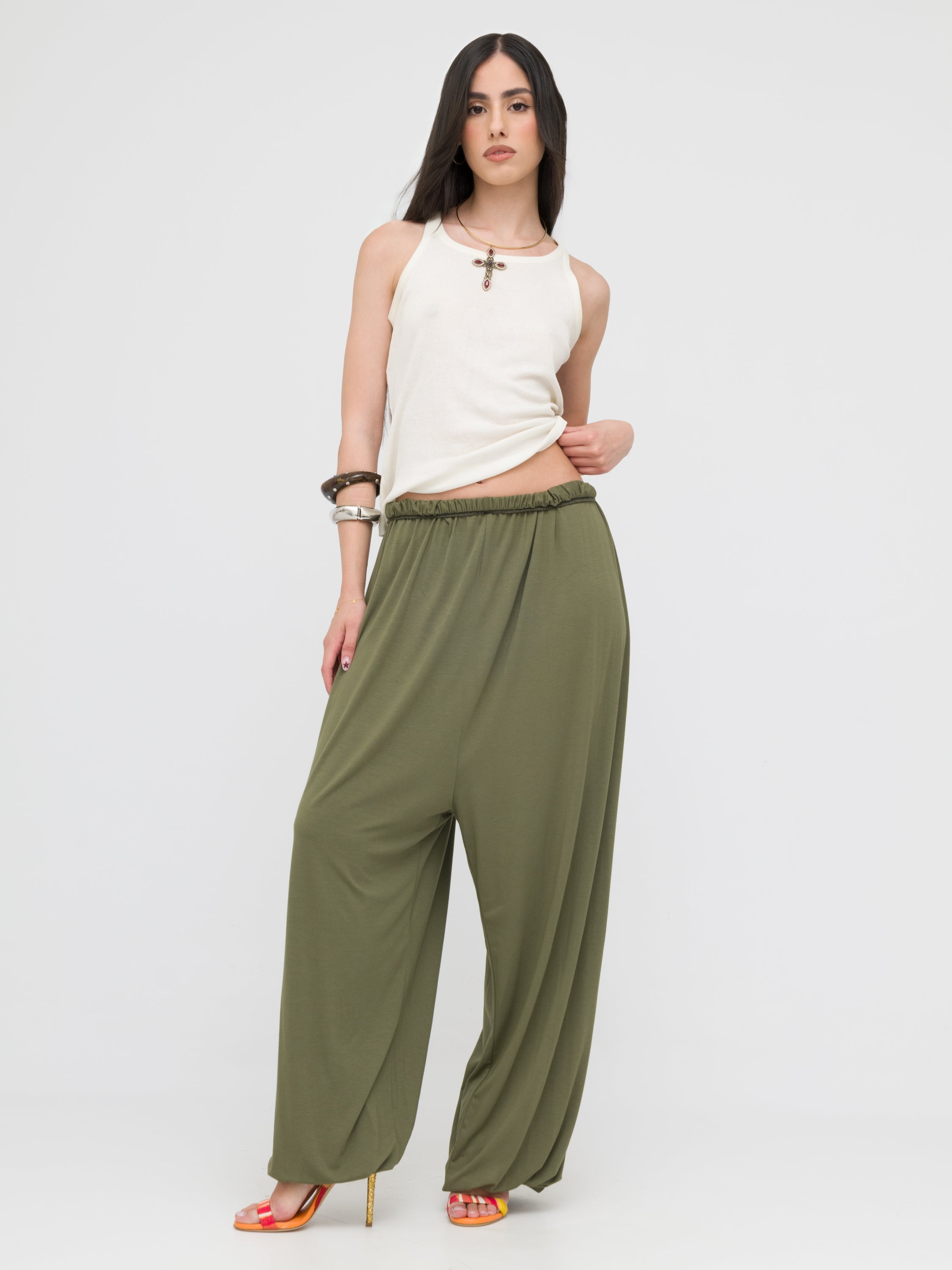 DIXIE- pantaloni ampi kaki