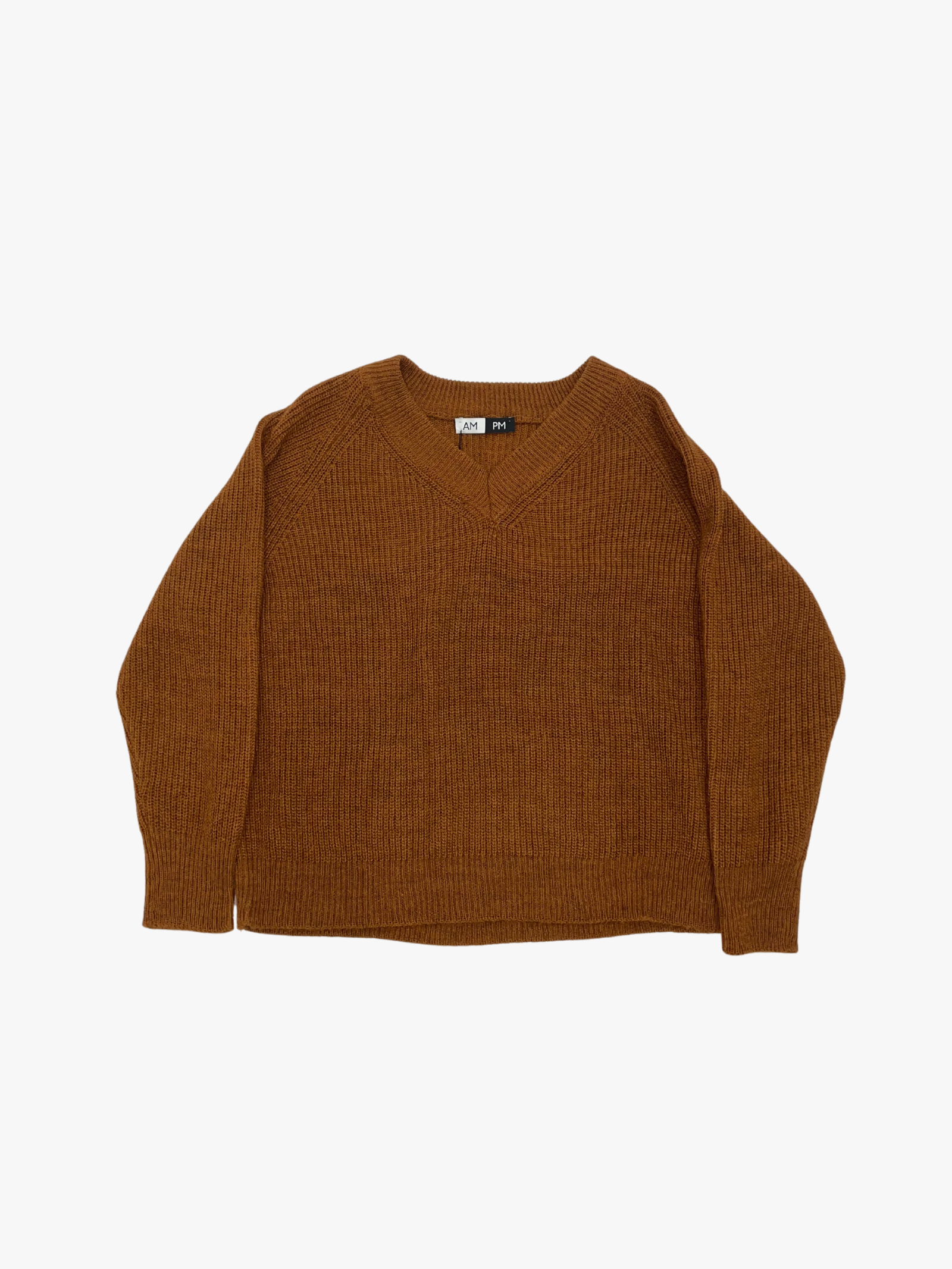 MAGLIONE SCOLLO A V MARRONE