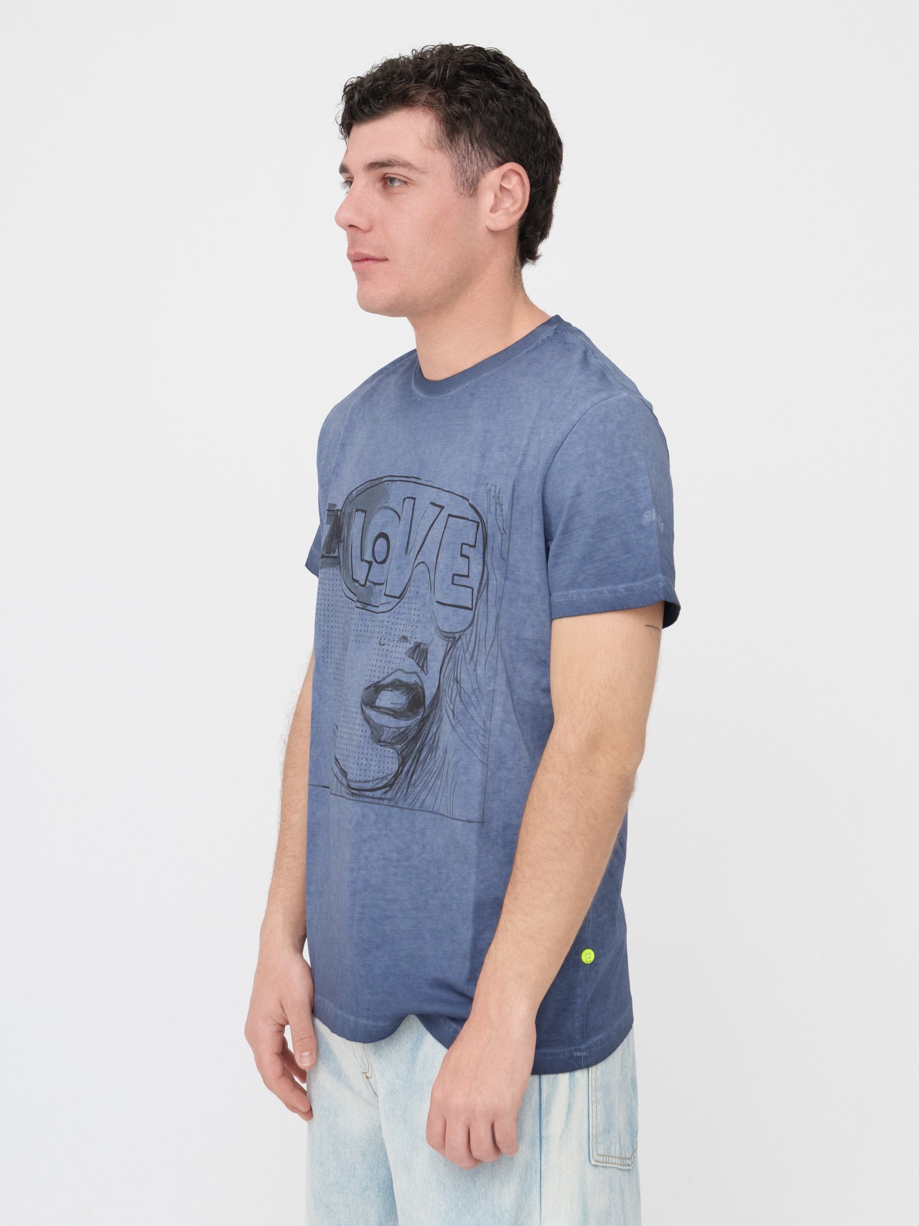 SHOCKLY - t-shirt blu con stampa