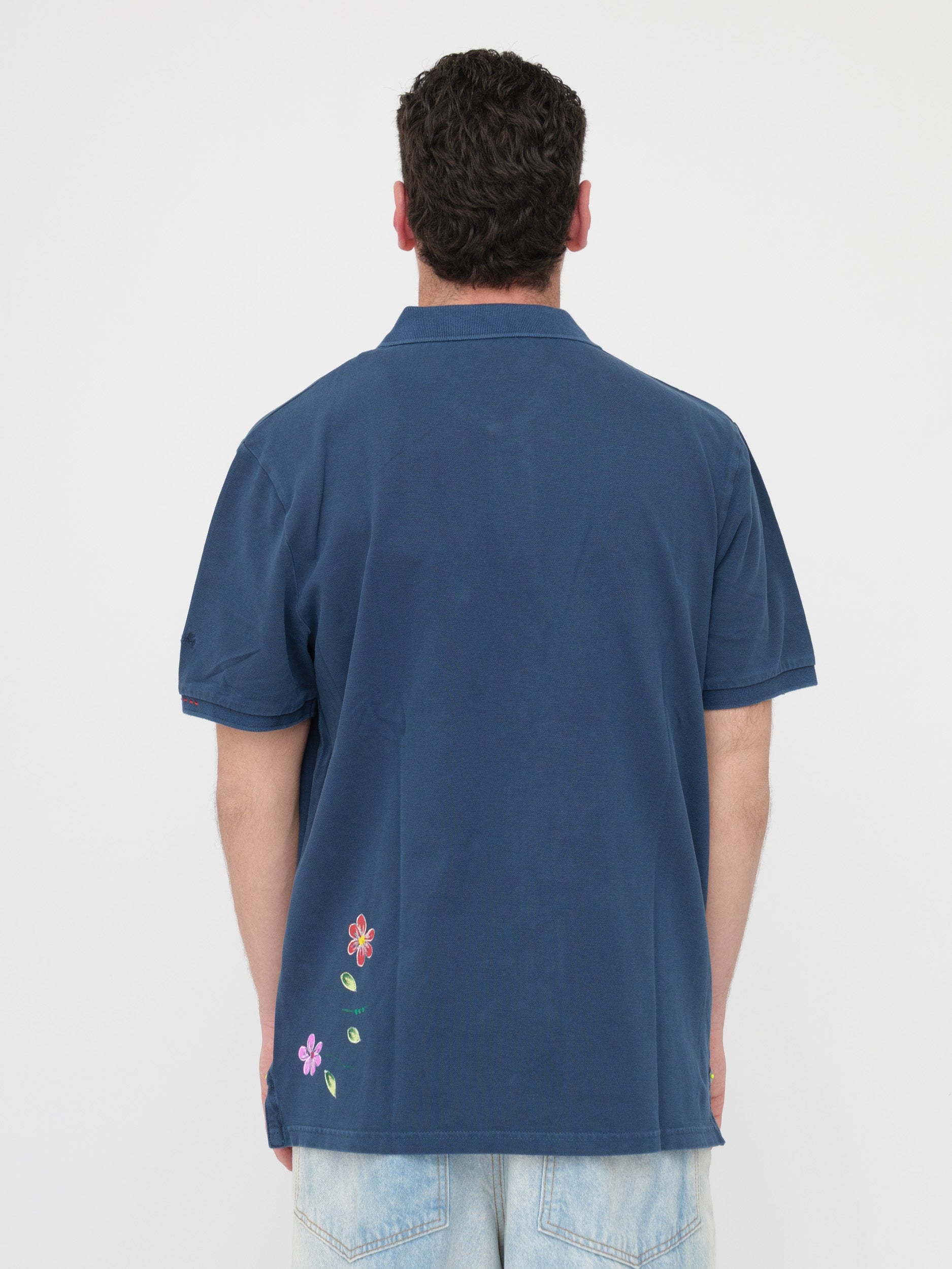 SHOCKLY - T- shirt polo blu stampa flowers