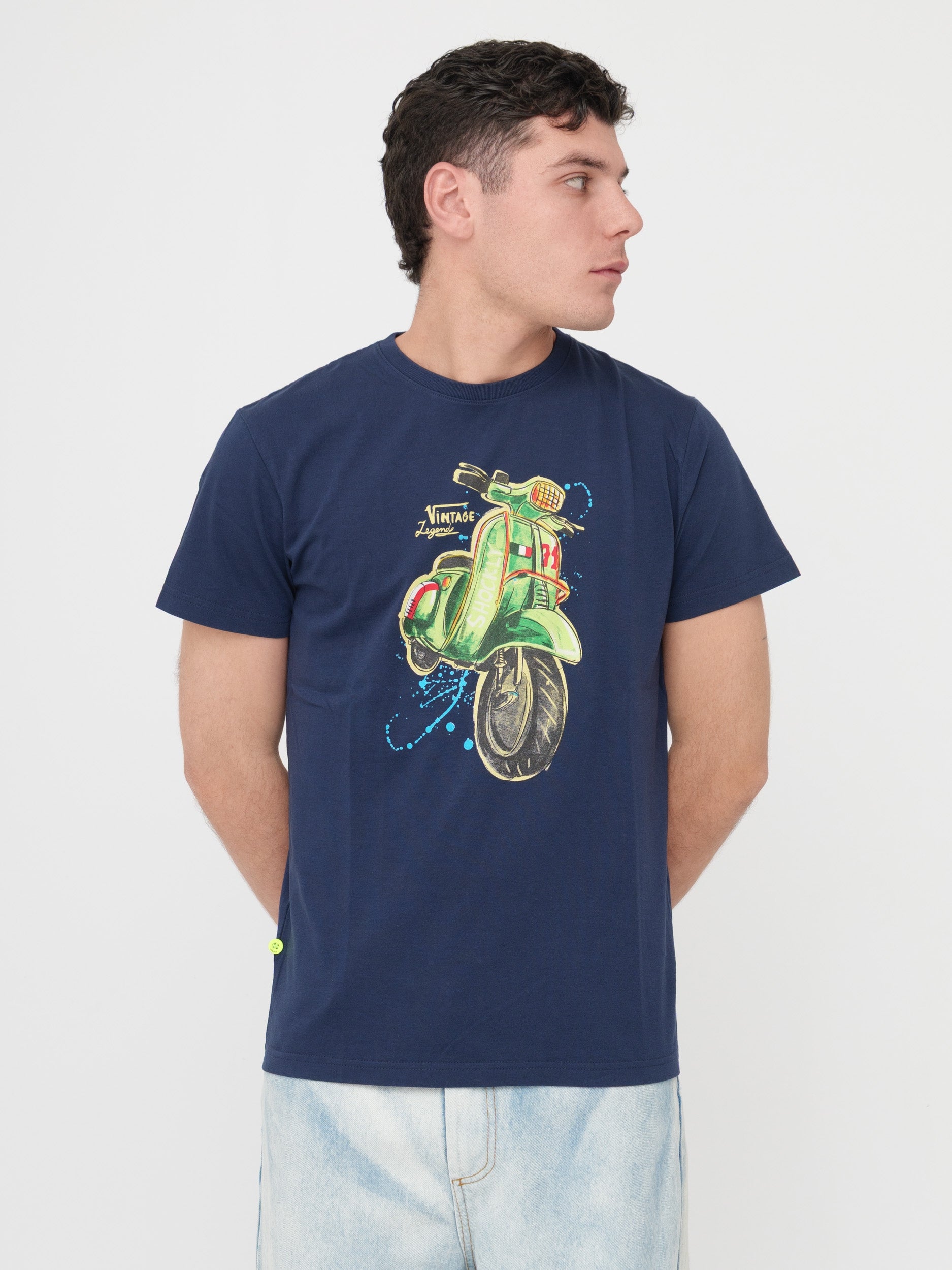 SHOCKLY - T- shirt blu con stampa