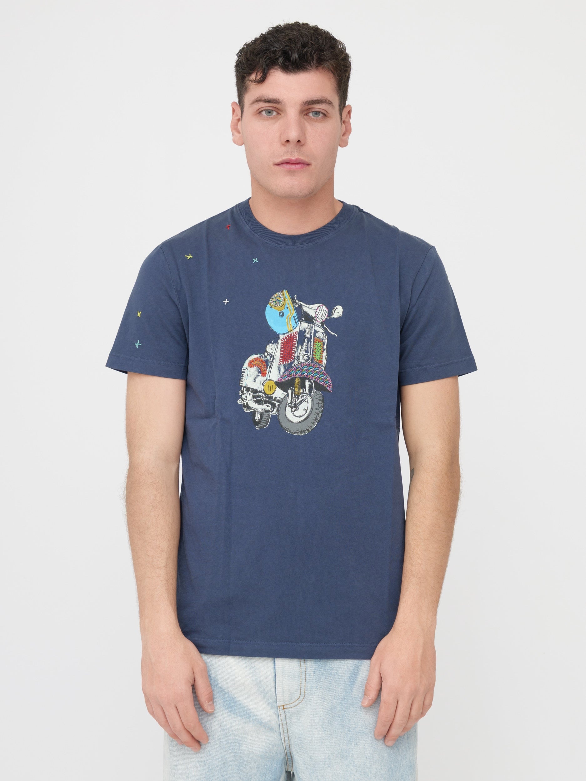 SHOCKLY - T- shirt blu con stampa