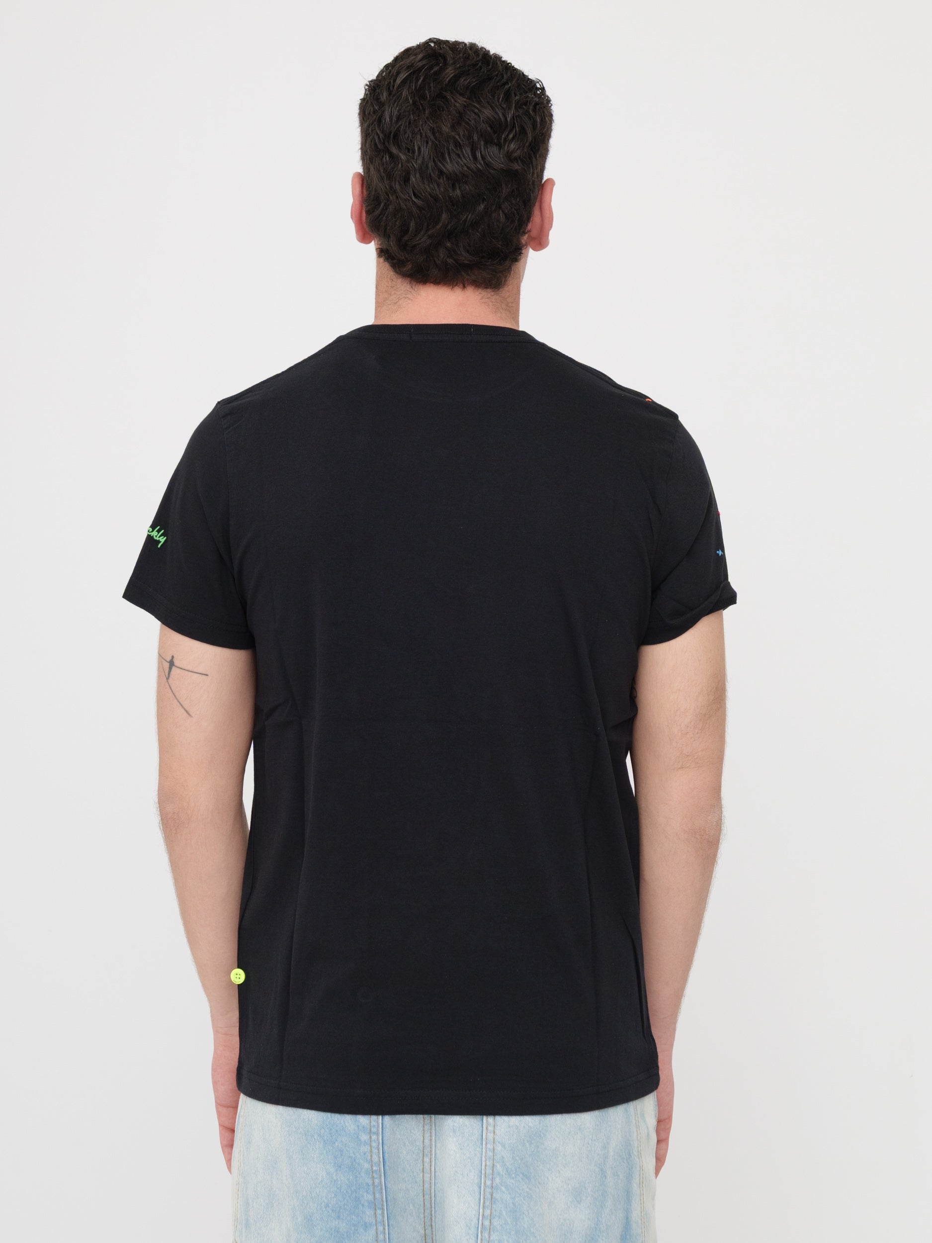 SHOCKLY - T- shirt nera dettagli cuciture