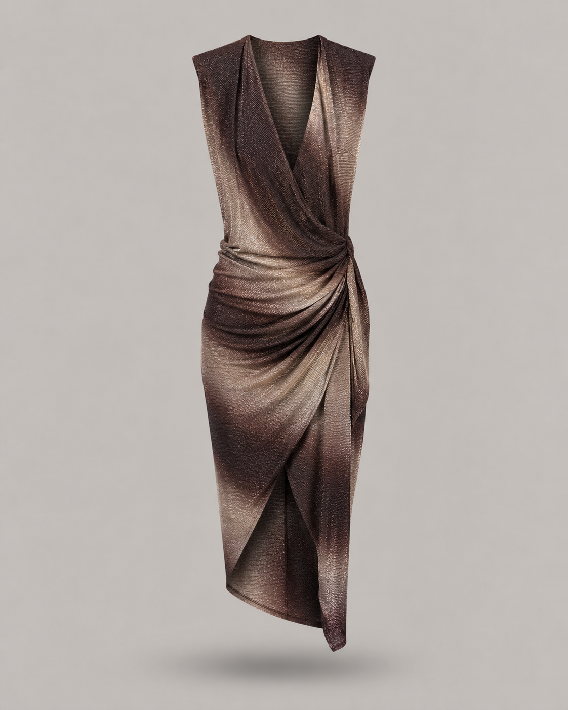 BLUMARINE - Abito midi incrociato con drappeggio laterale