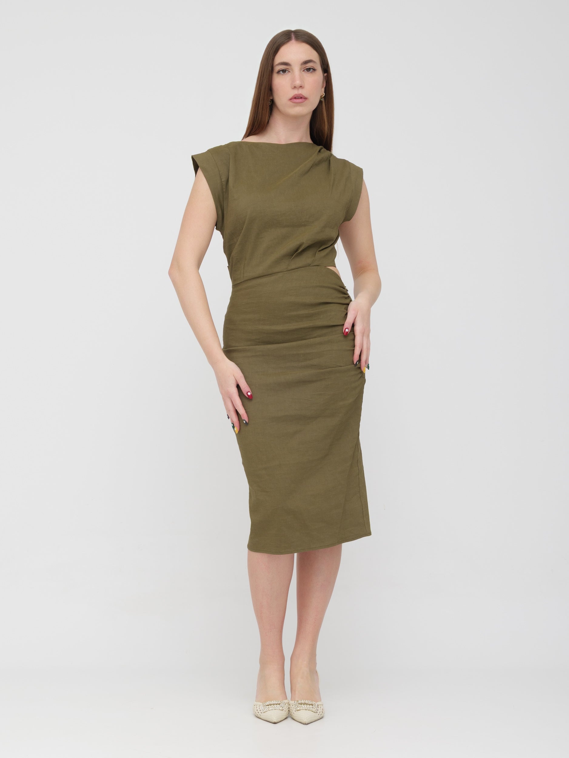PINKO - tubino oliva midi dress