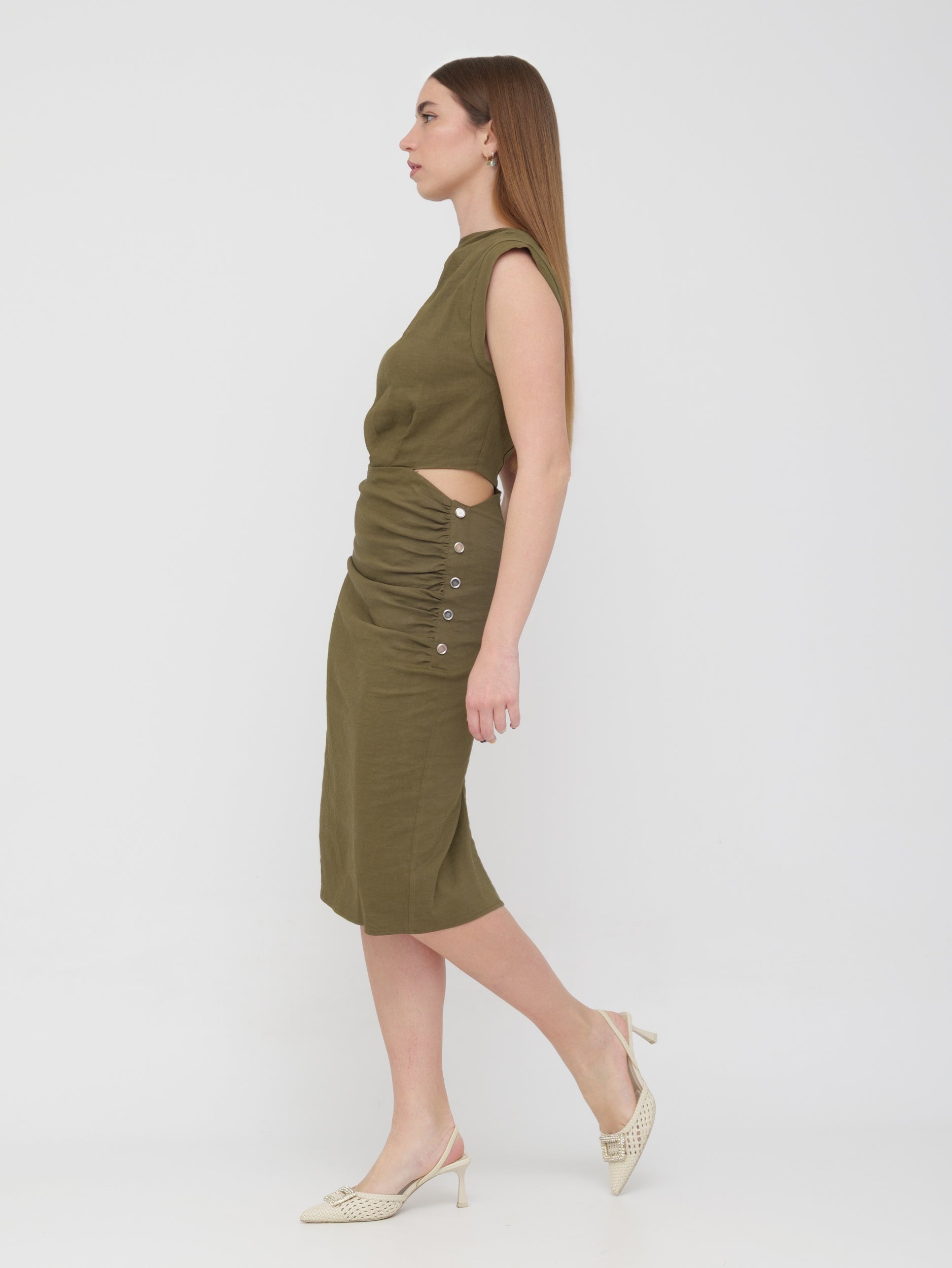 PINKO - tubino oliva midi dress