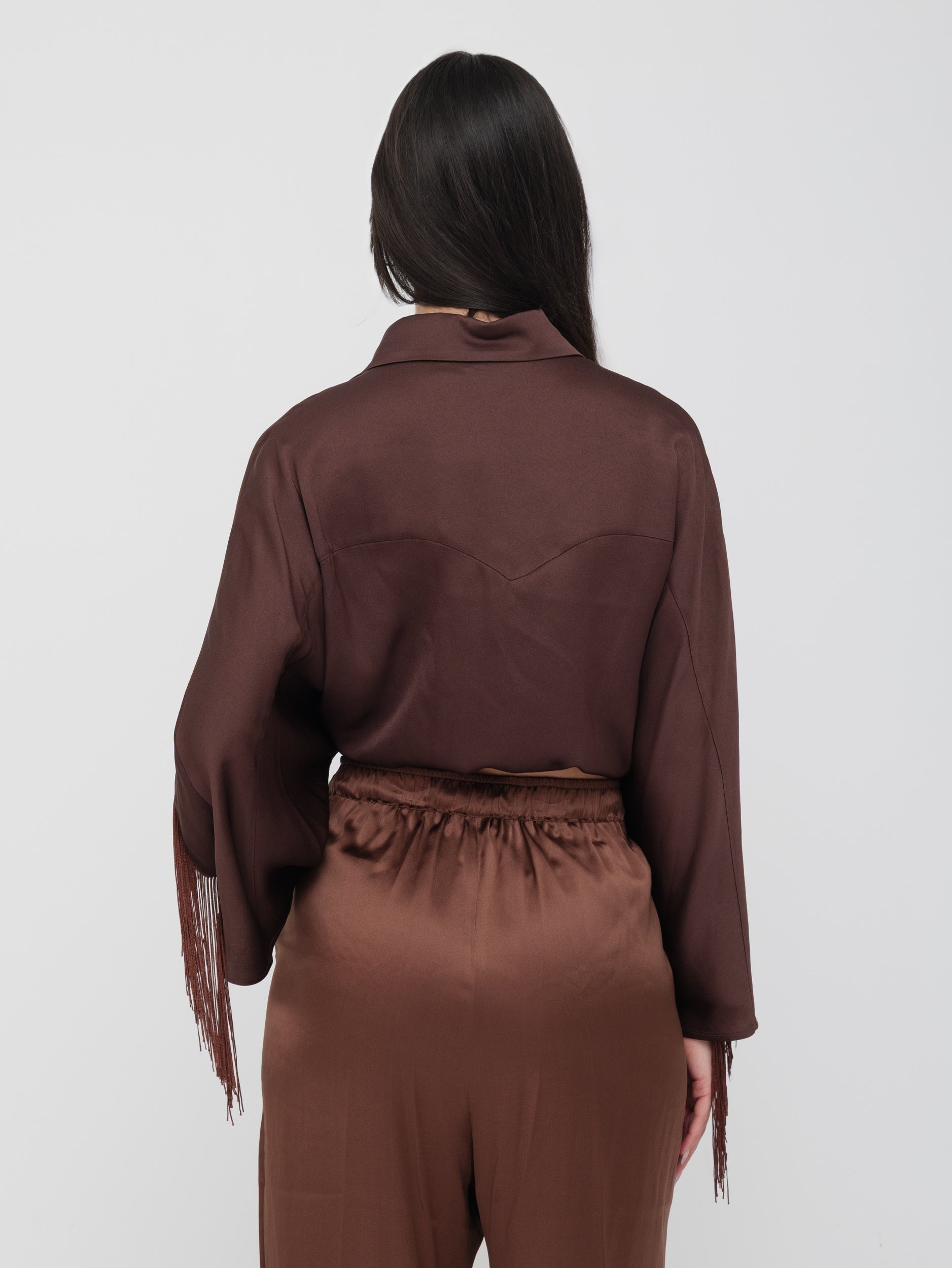 EMMA & GAIA - camicia cropped moka