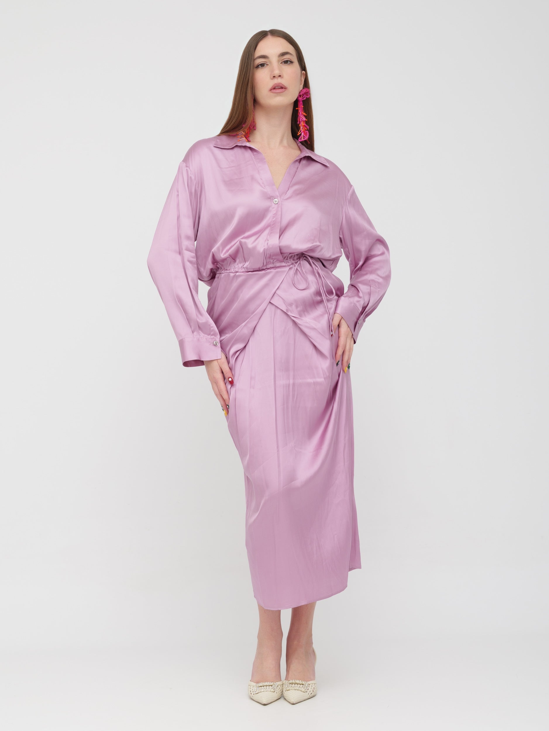 PINKO - abito midi satinato