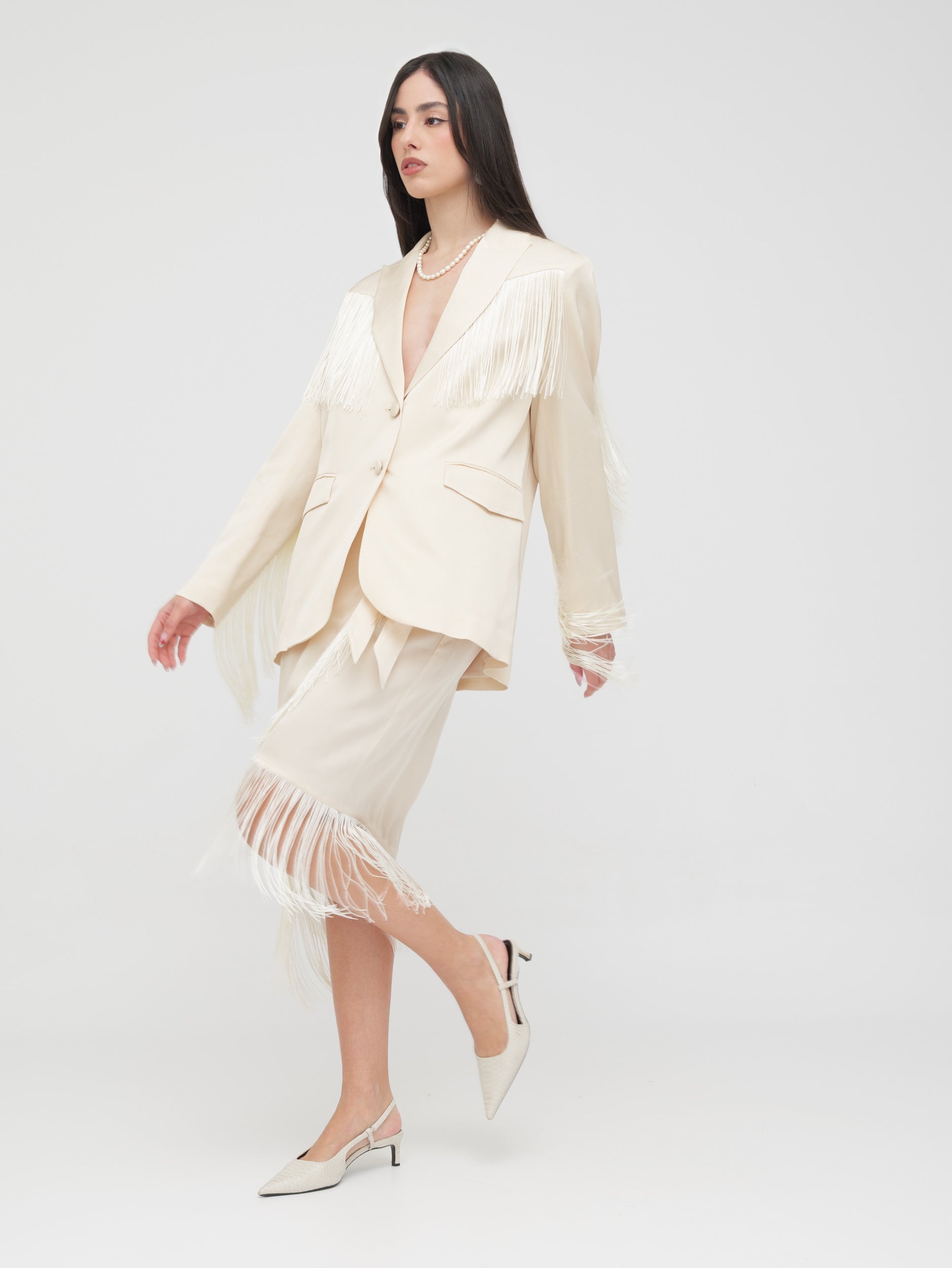 EMMA & GAIA - tailleur con gonna burro frange