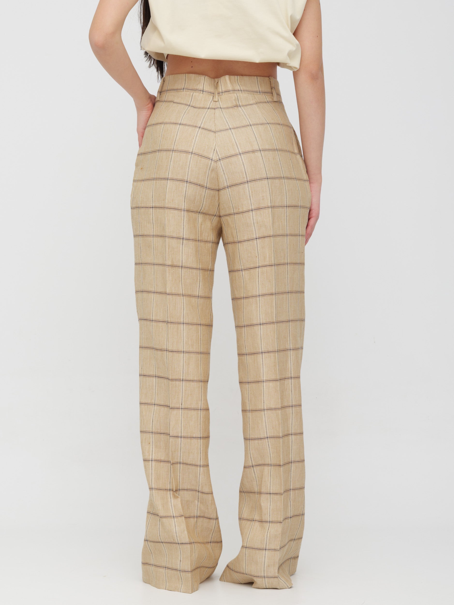EMMA & GAIA - pantalone wide leg sand check