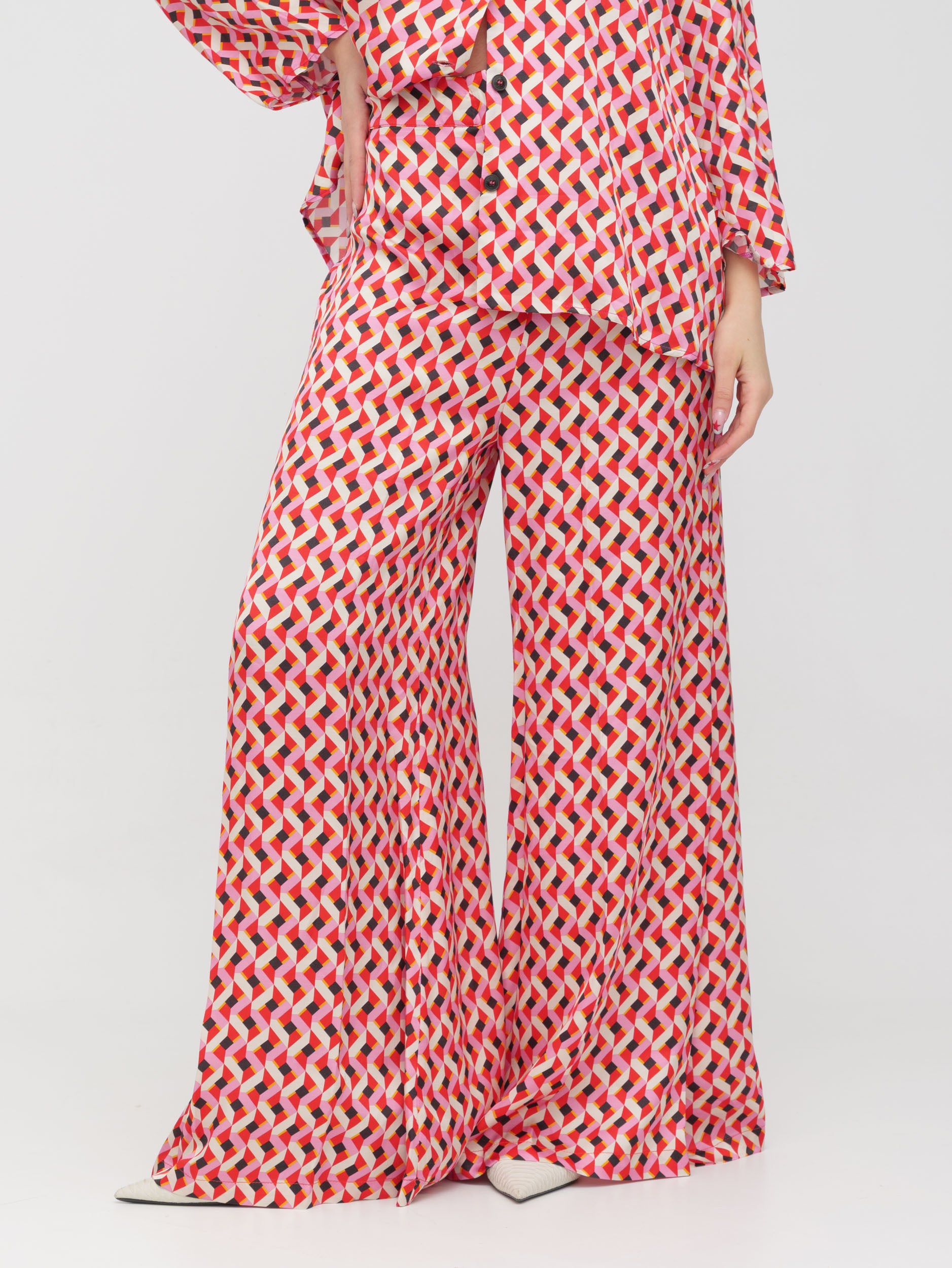 EMMA & GAIA - pantalone wide leg prisma rosso