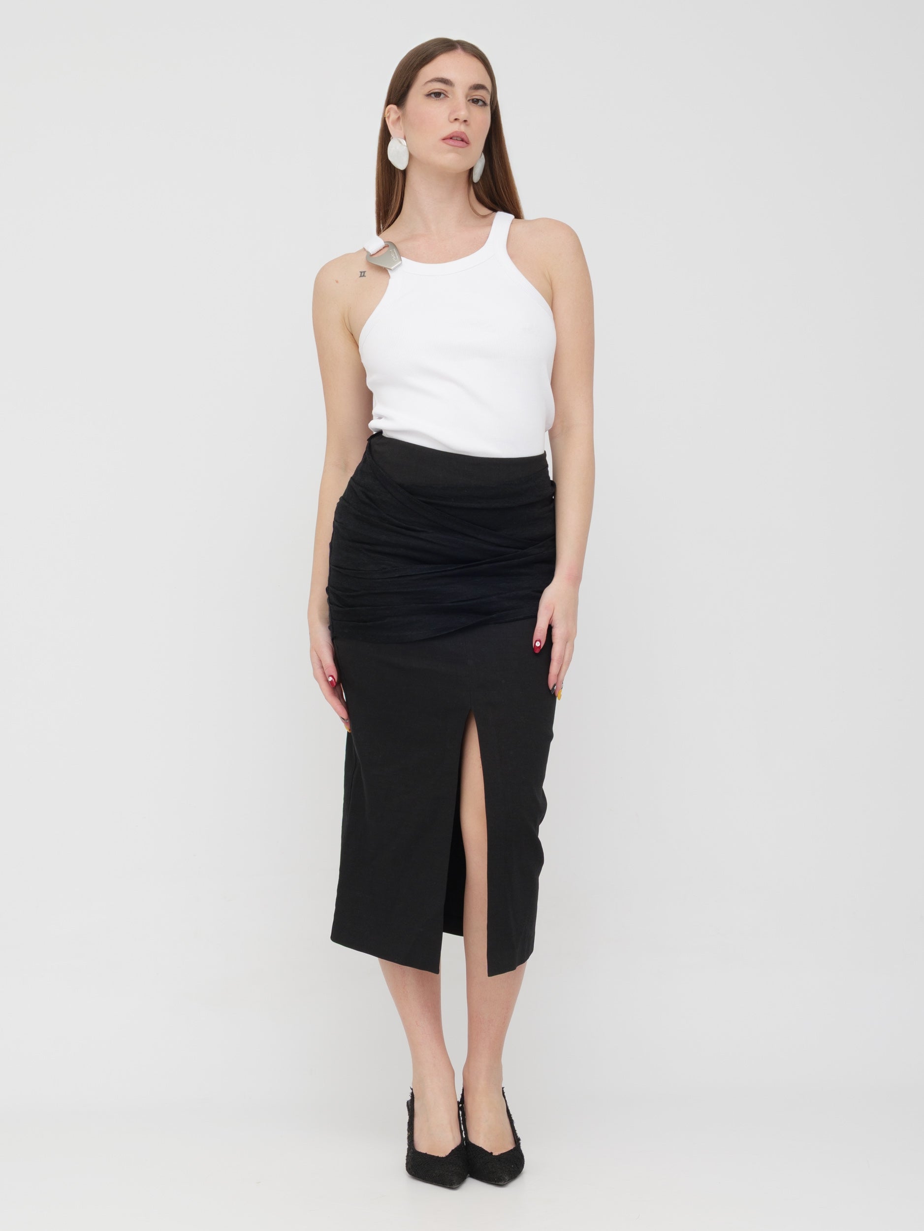 PINKO - gonna midi con spacco nera