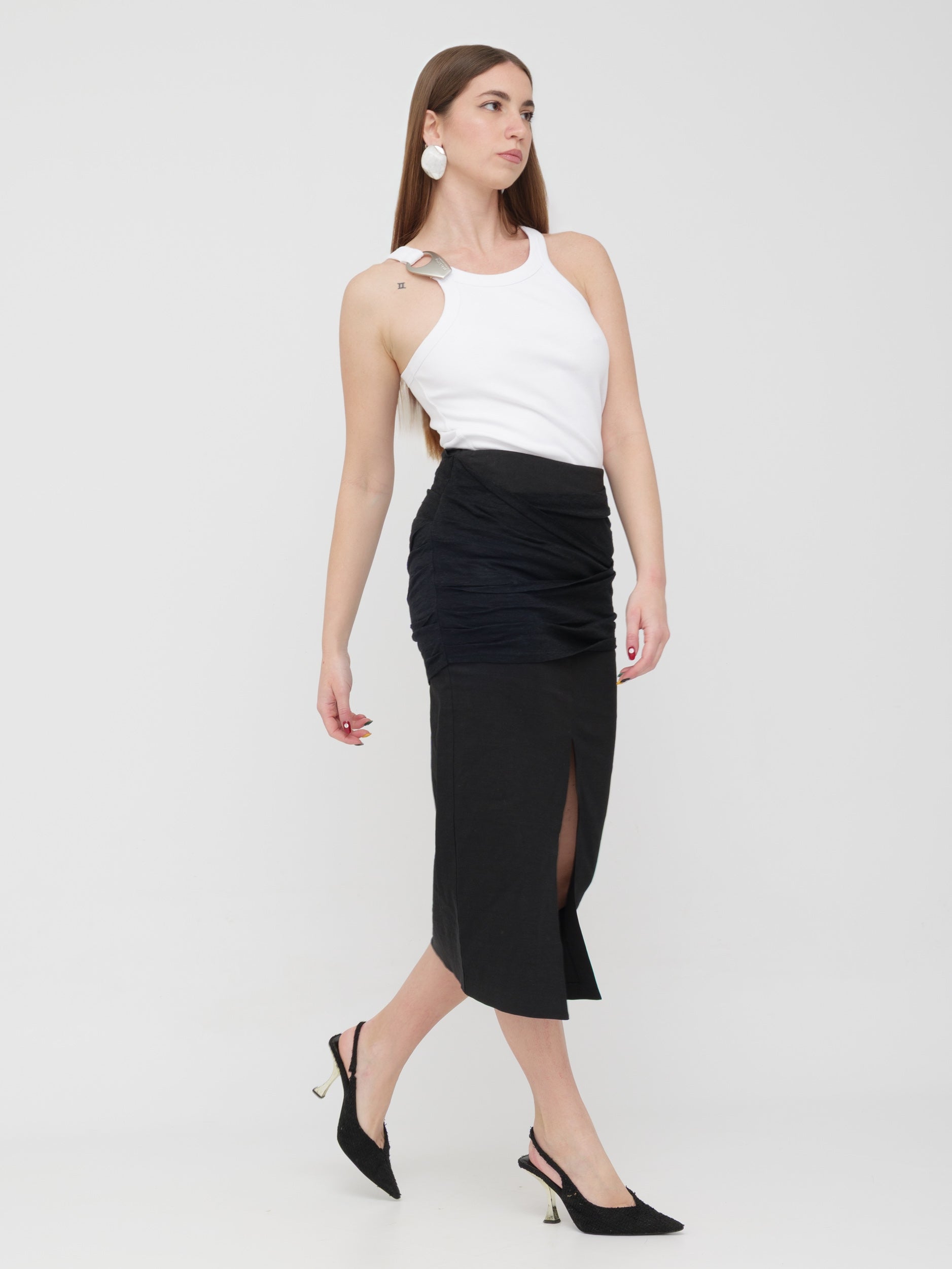 PINKO - gonna midi con spacco nera