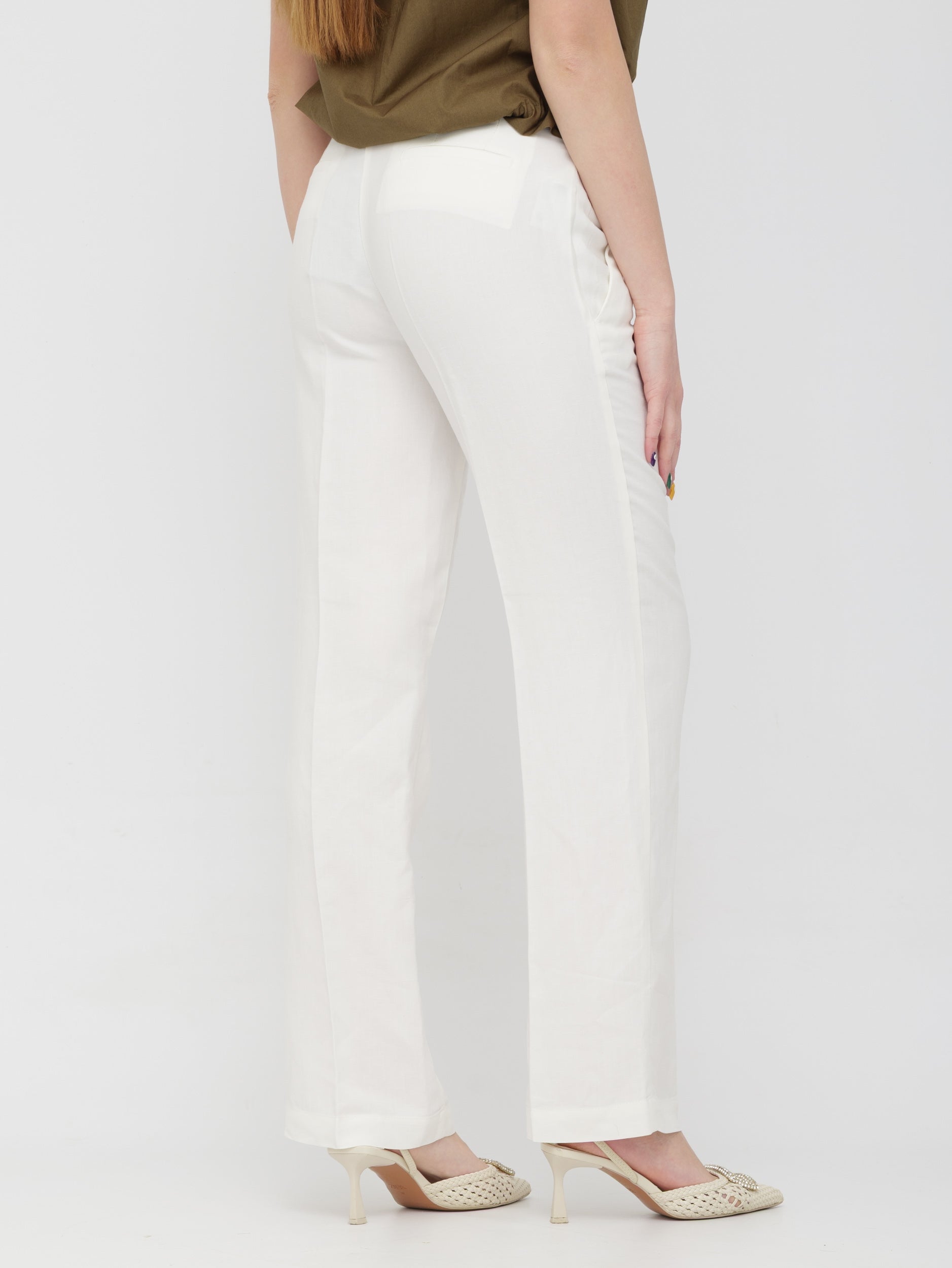 PINKO - pantalone in lino bianco