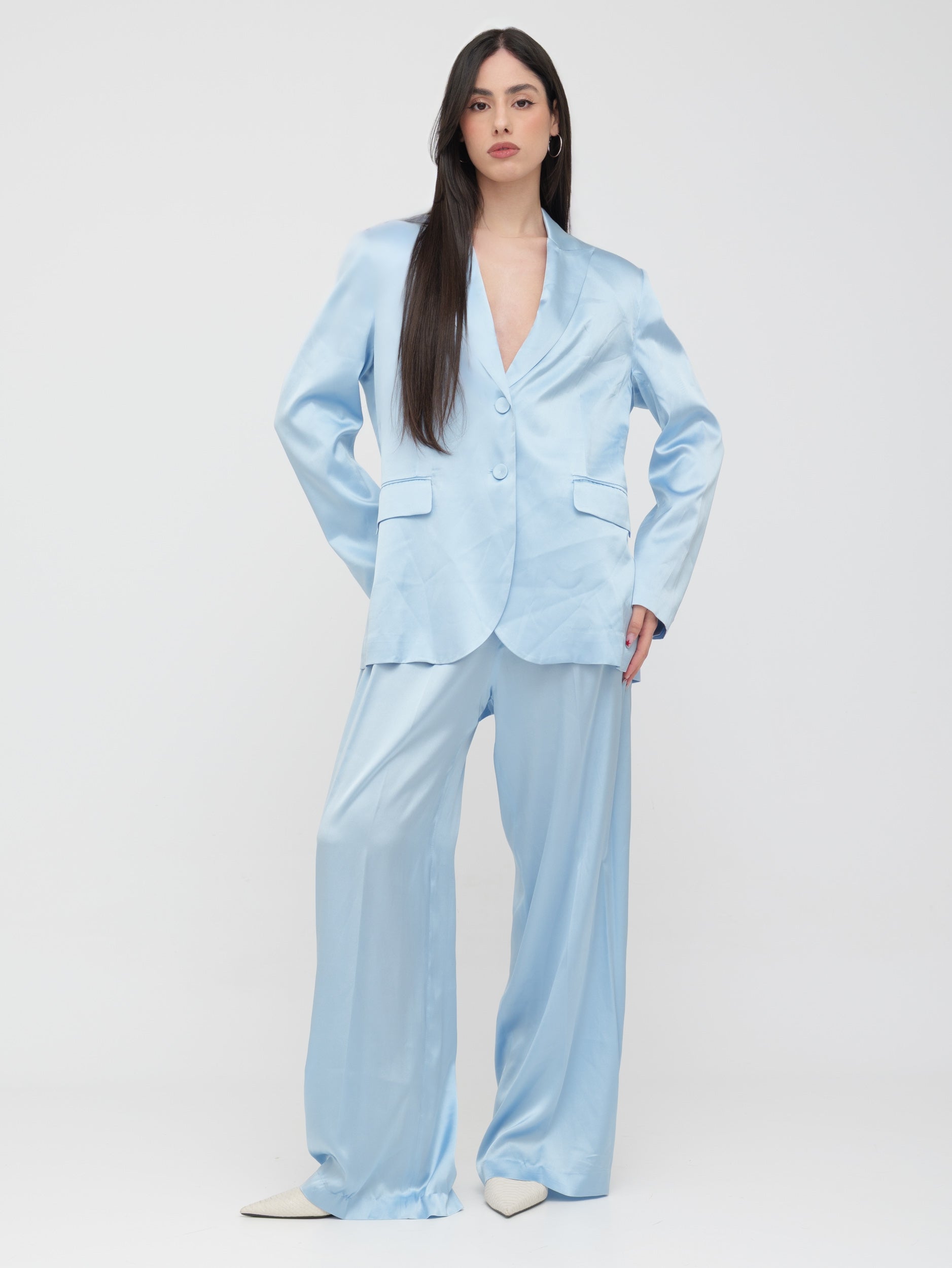 EMMA & GAIA — tailleur satinato azzurro