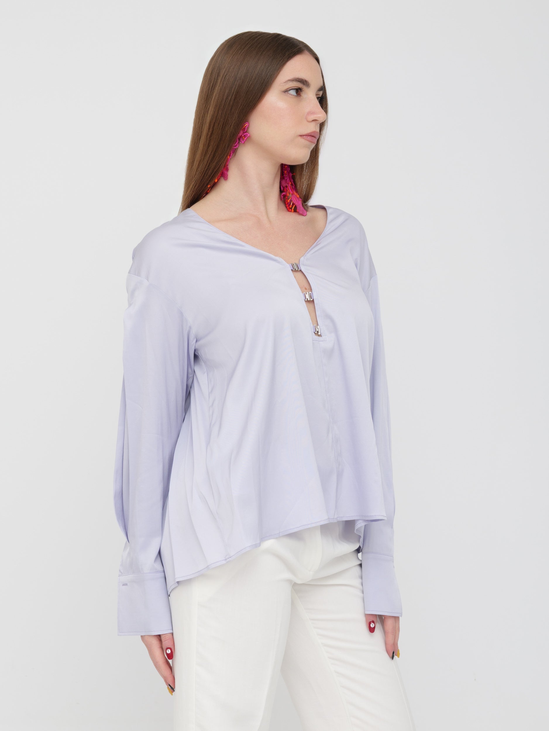 PINKO - blusa lilla dettaglio scollatura