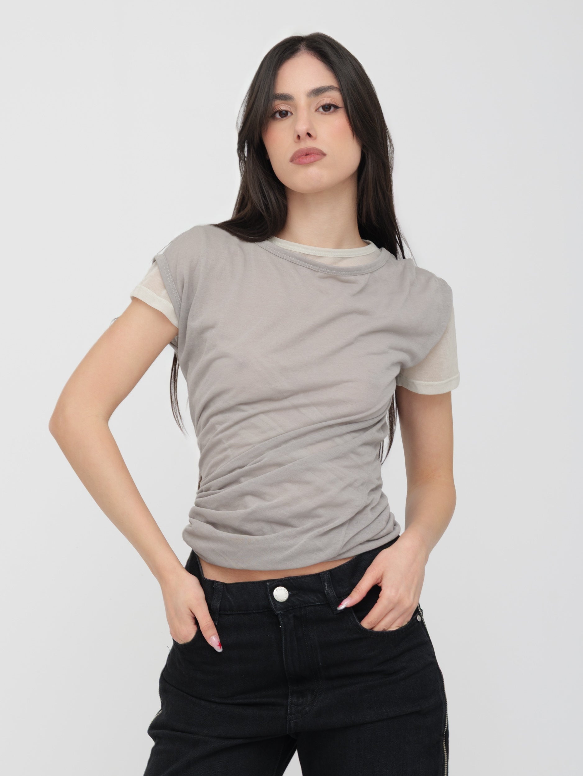 PINKO - t- shirt sovrapposta