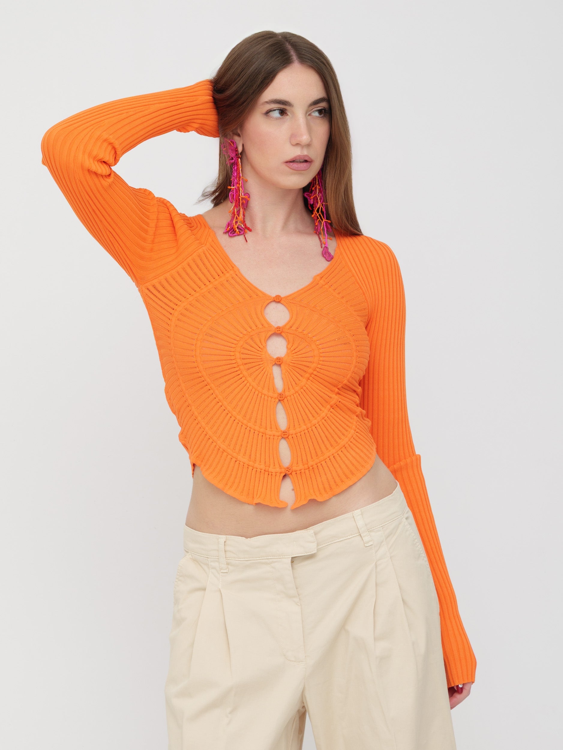 PINKO - top arancione dettagliato