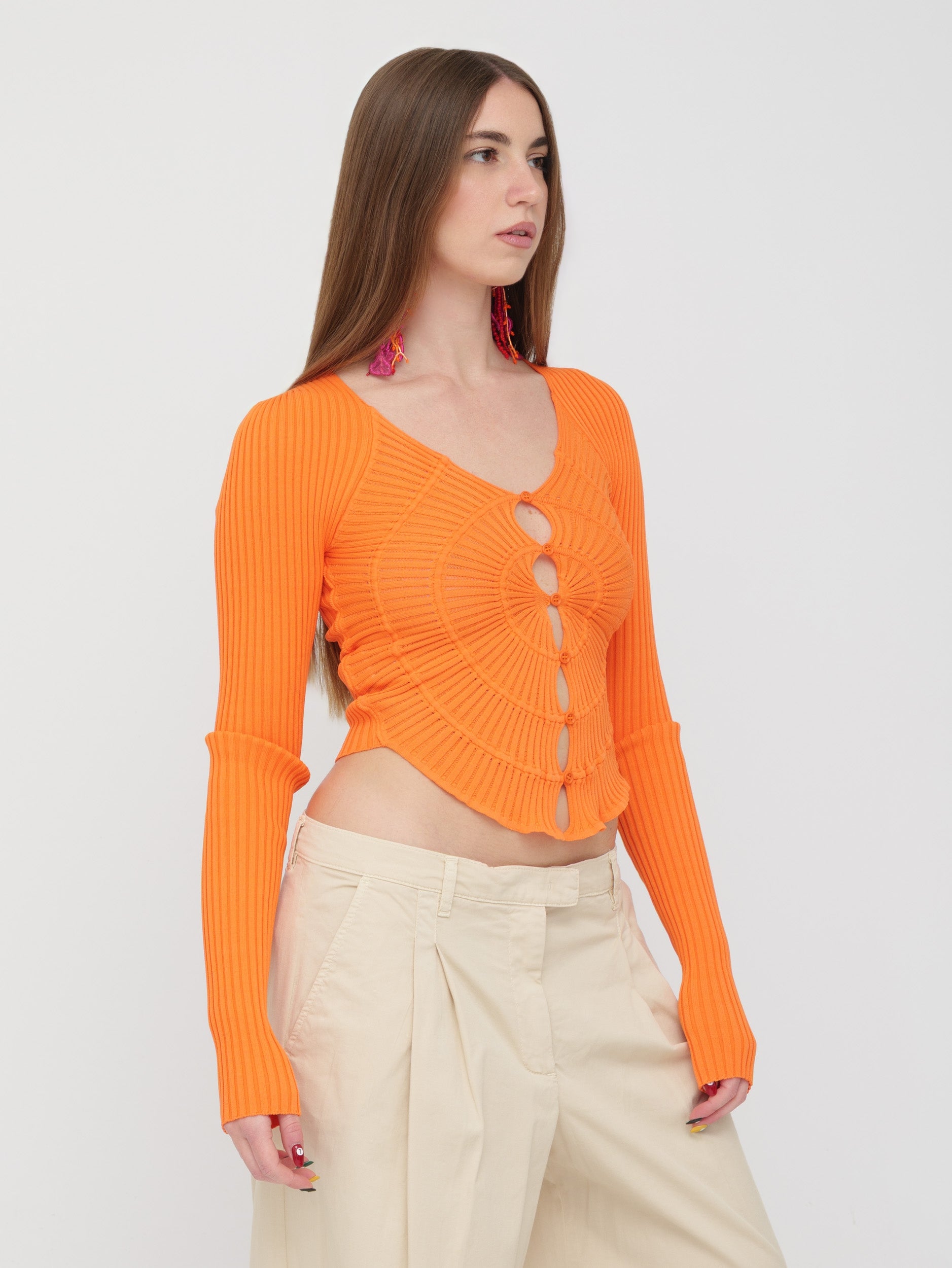 PINKO - top arancione dettagliato