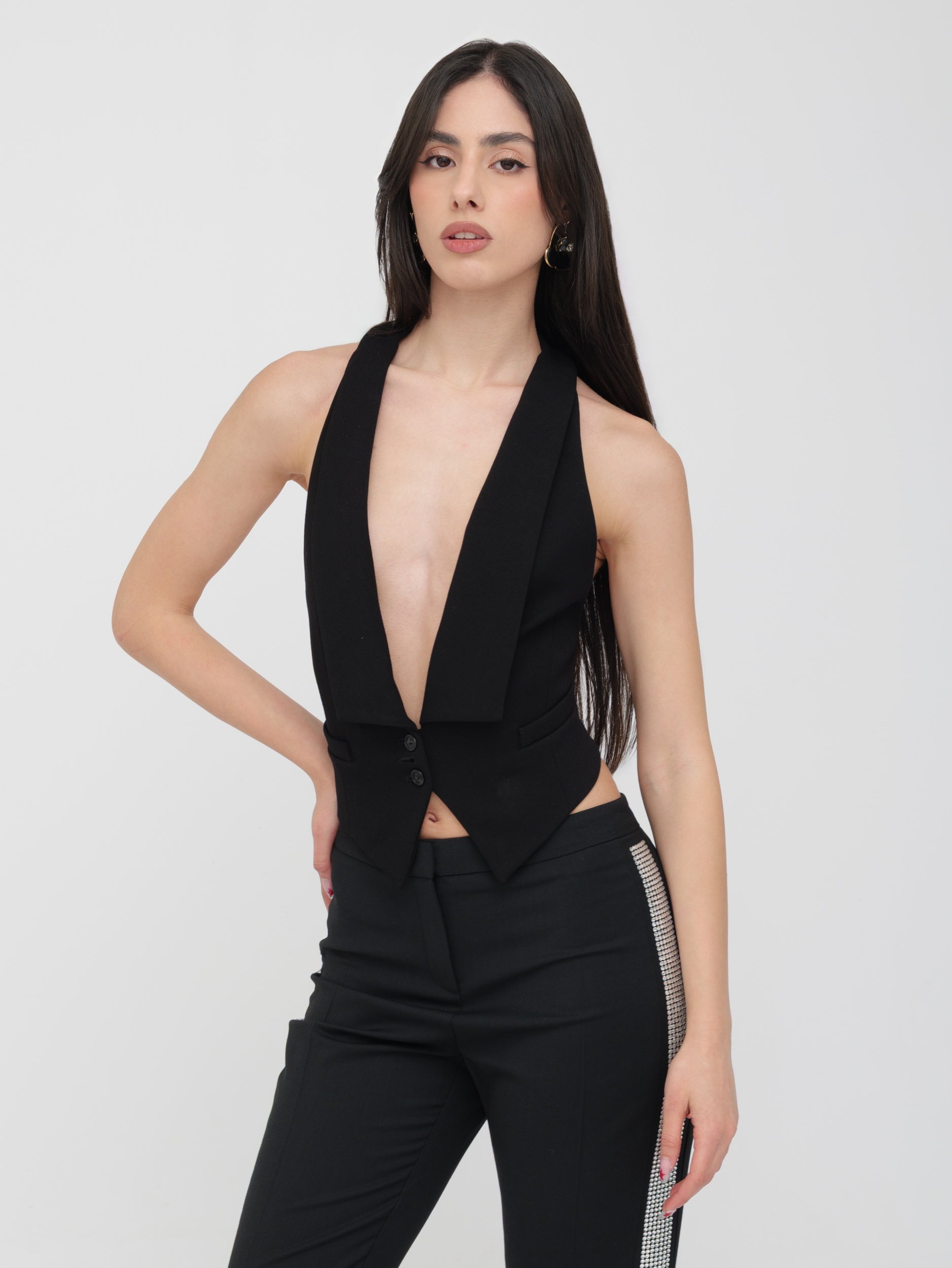 PINKO - gilet nero schiena scoperta