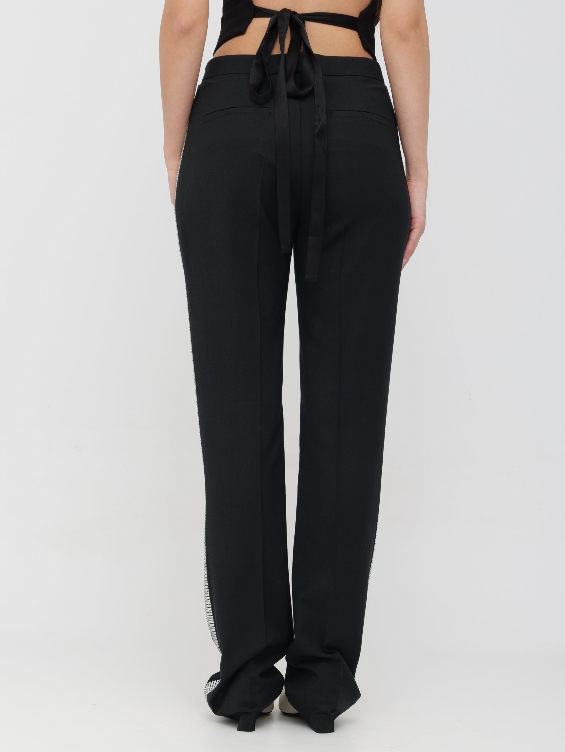 PINKO - pantalone classico nero con strass