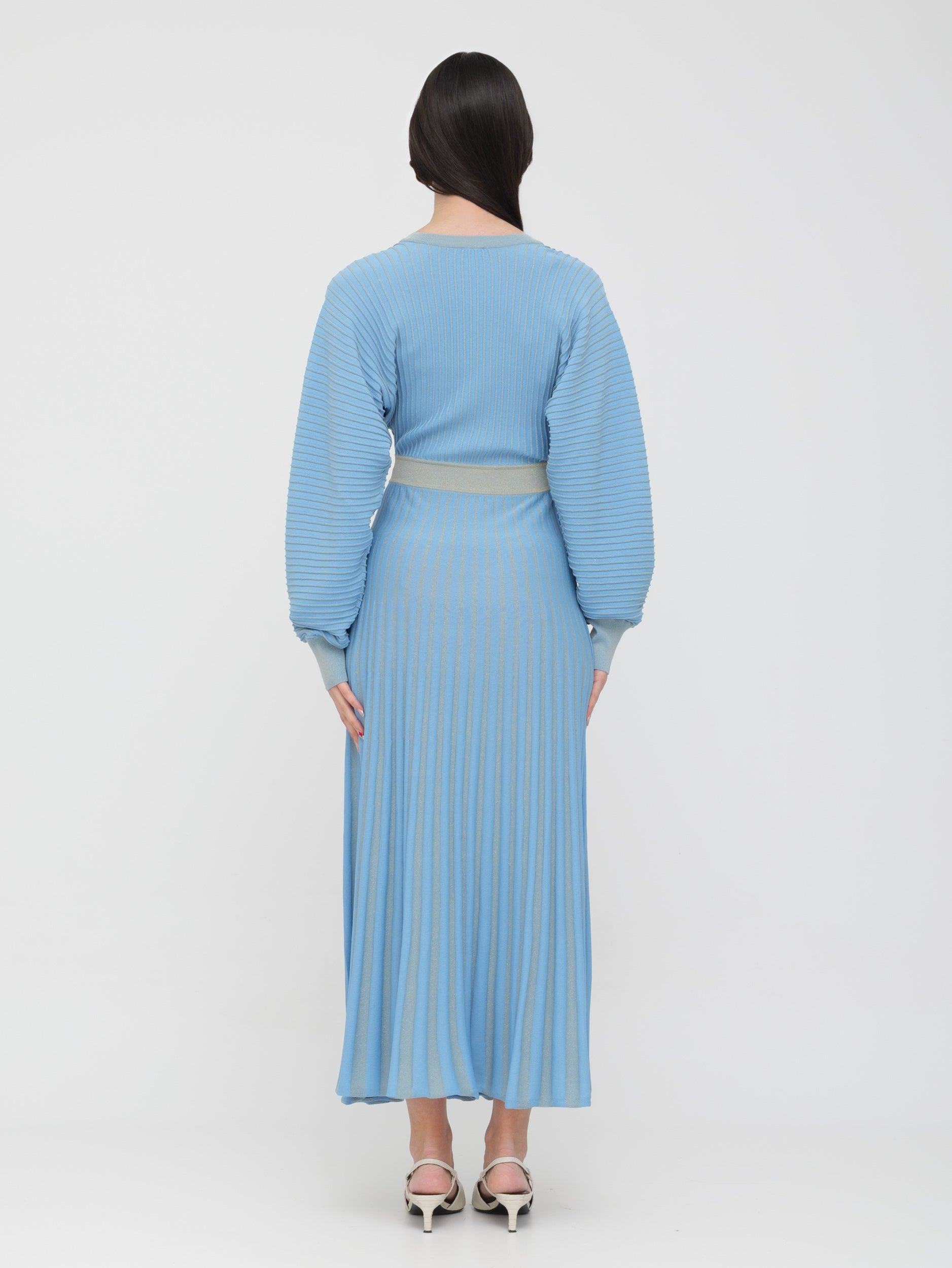 PINKO - abito azzurro lungo plissettato