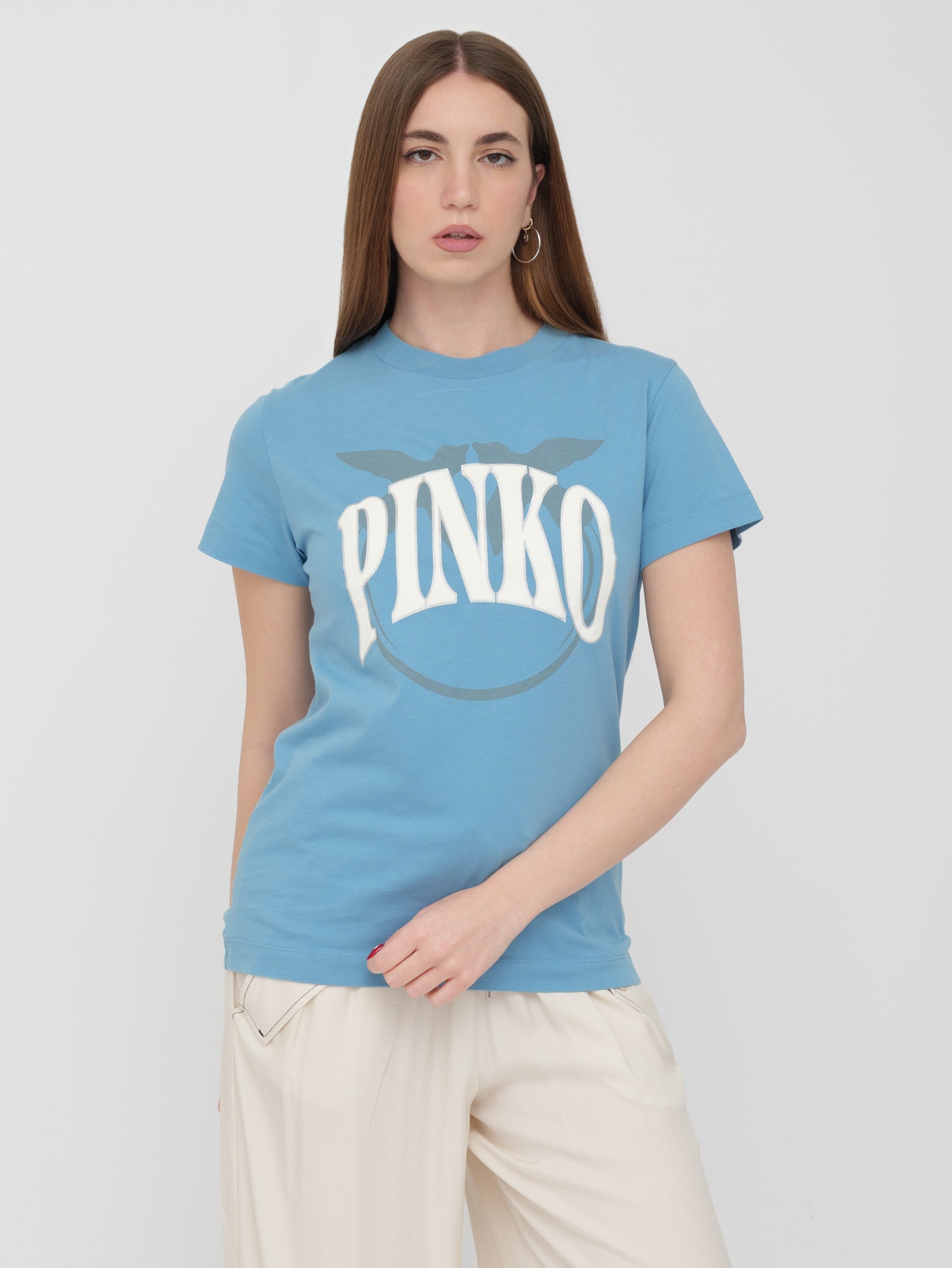 PINKO - t-shirt azzurra con logo