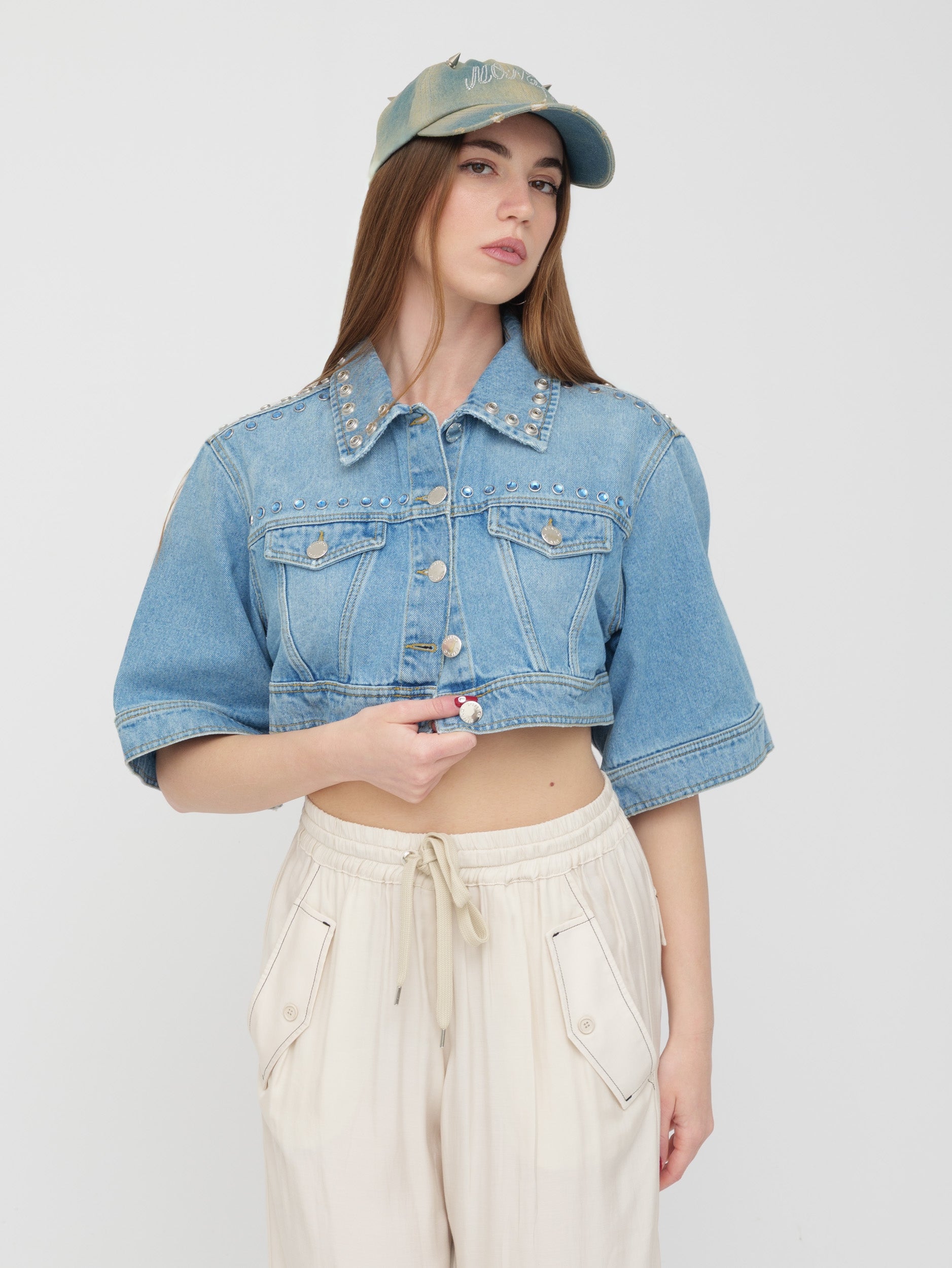 PINKO - giacca cropped in denim