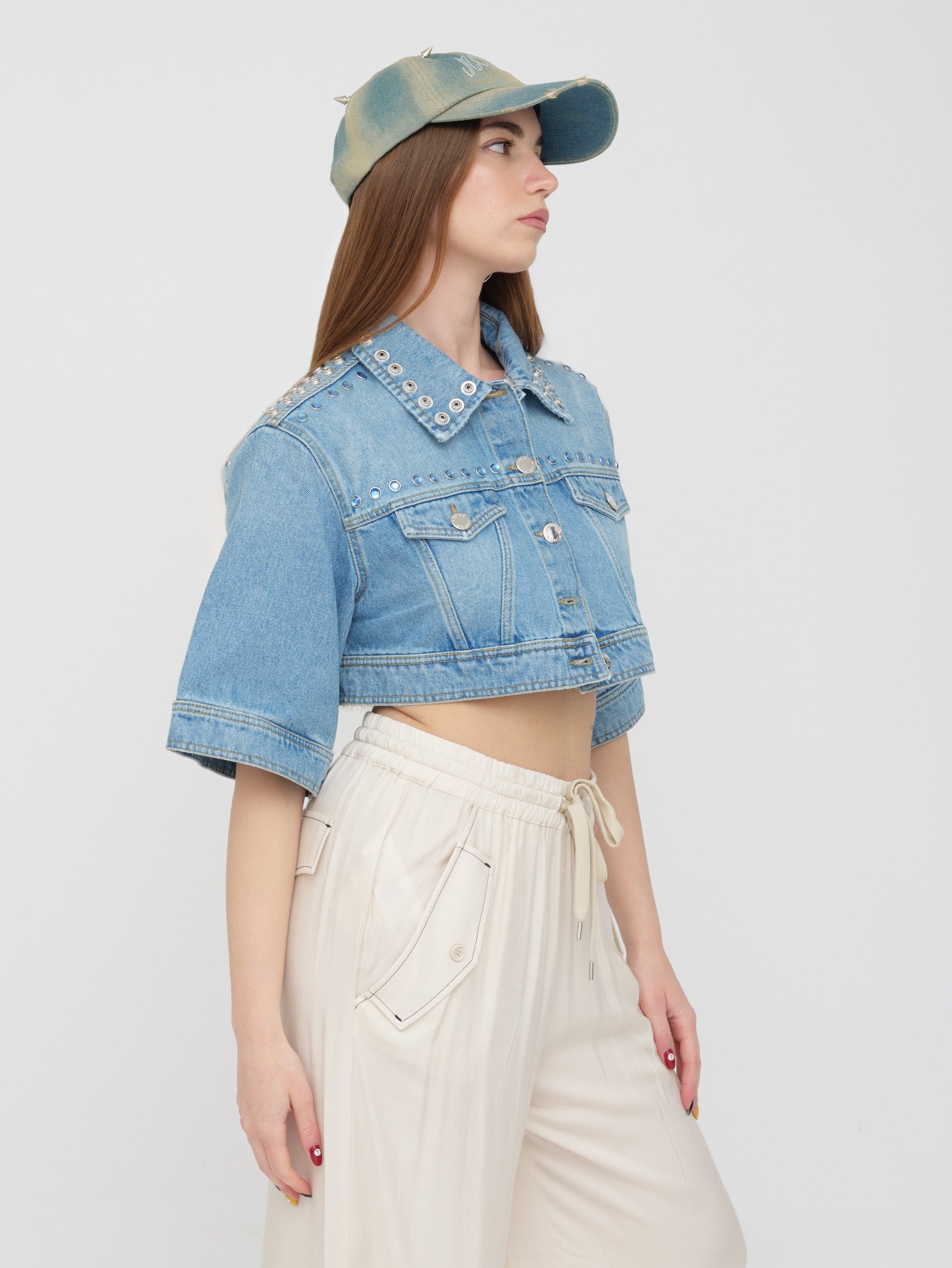 PINKO - giacca cropped in denim