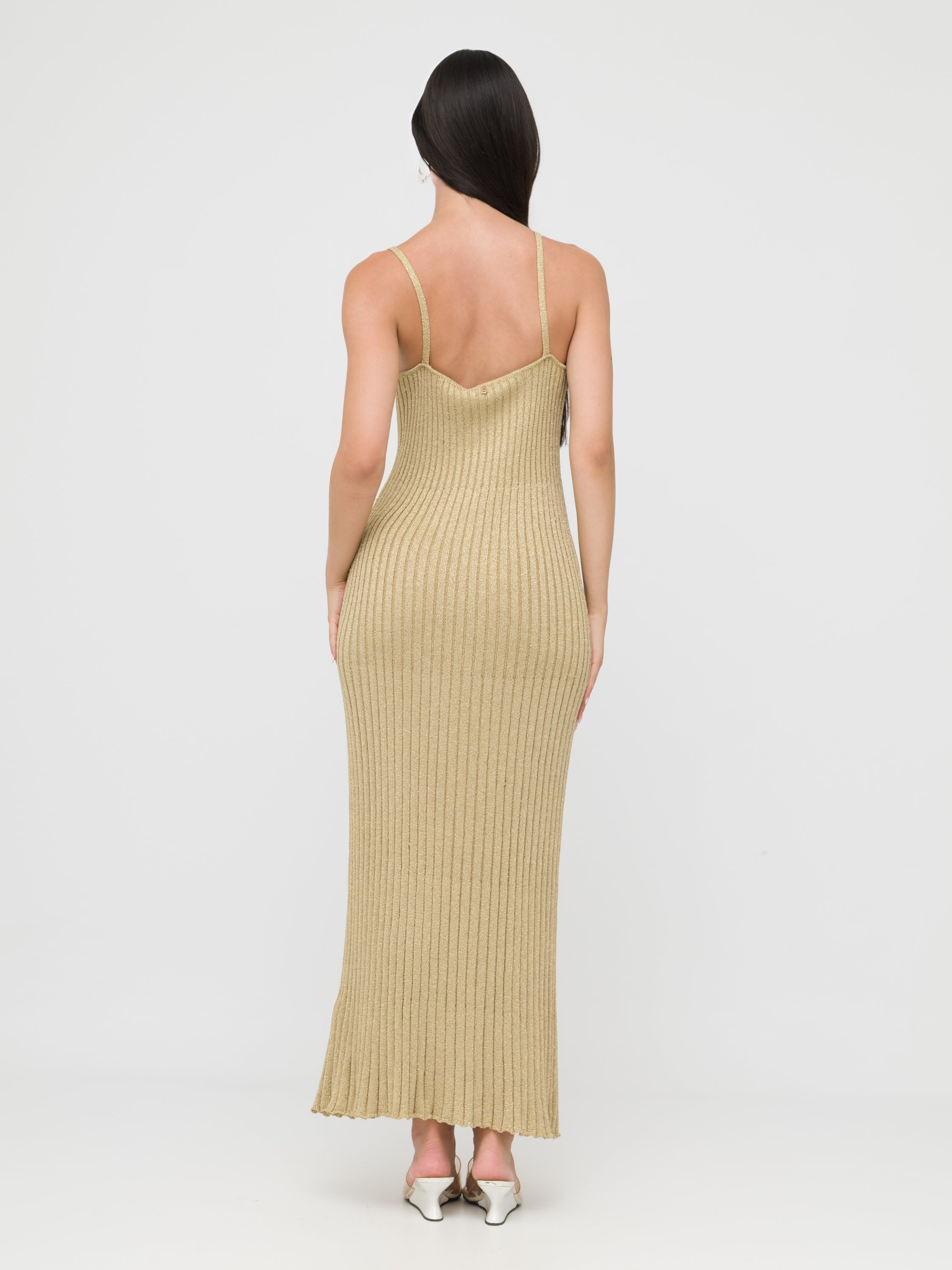 BLUGIRL - maxi dress aderente sabbia a costine
