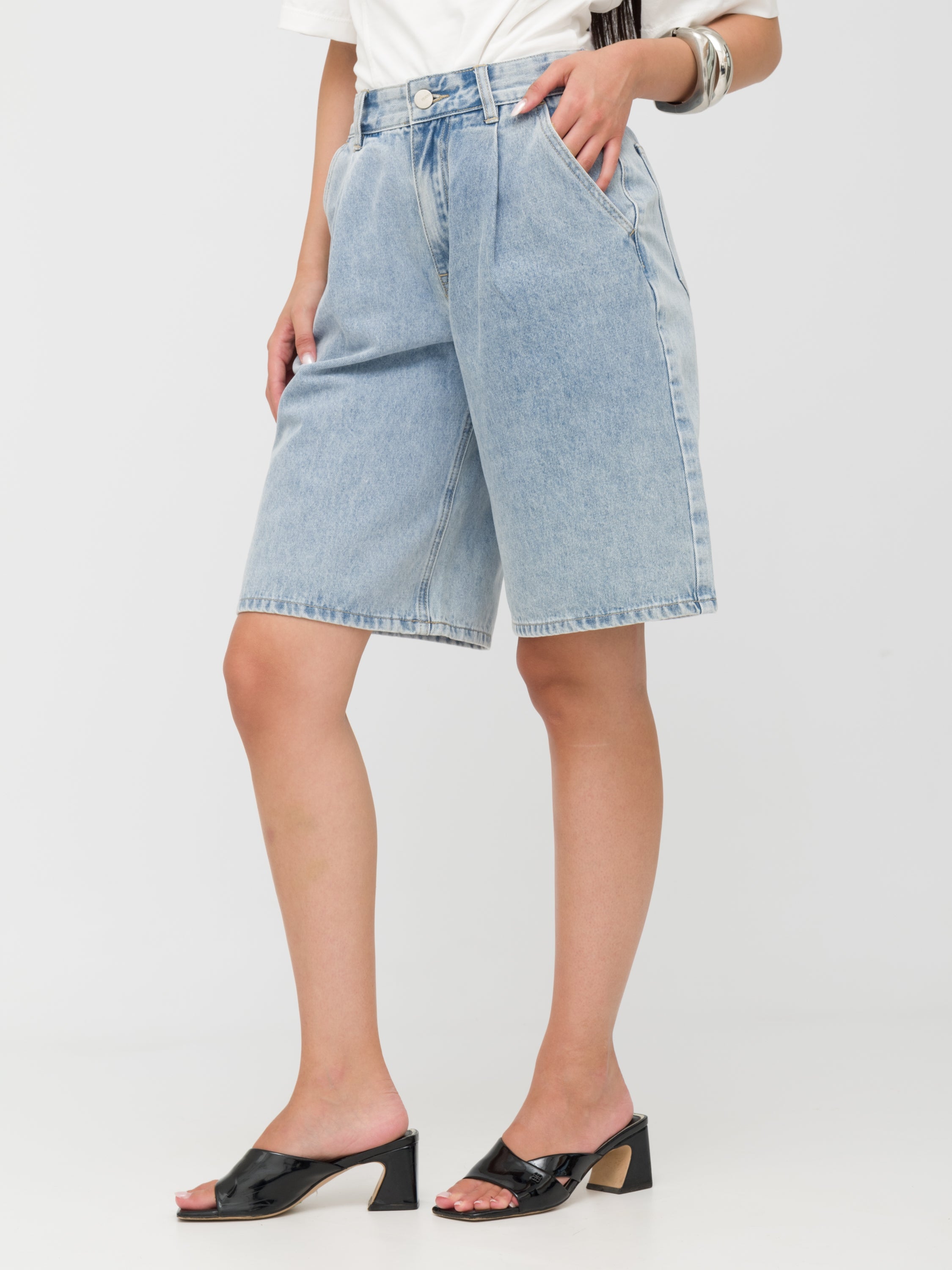 HAVEONE - Bermuda di jeans vita media
