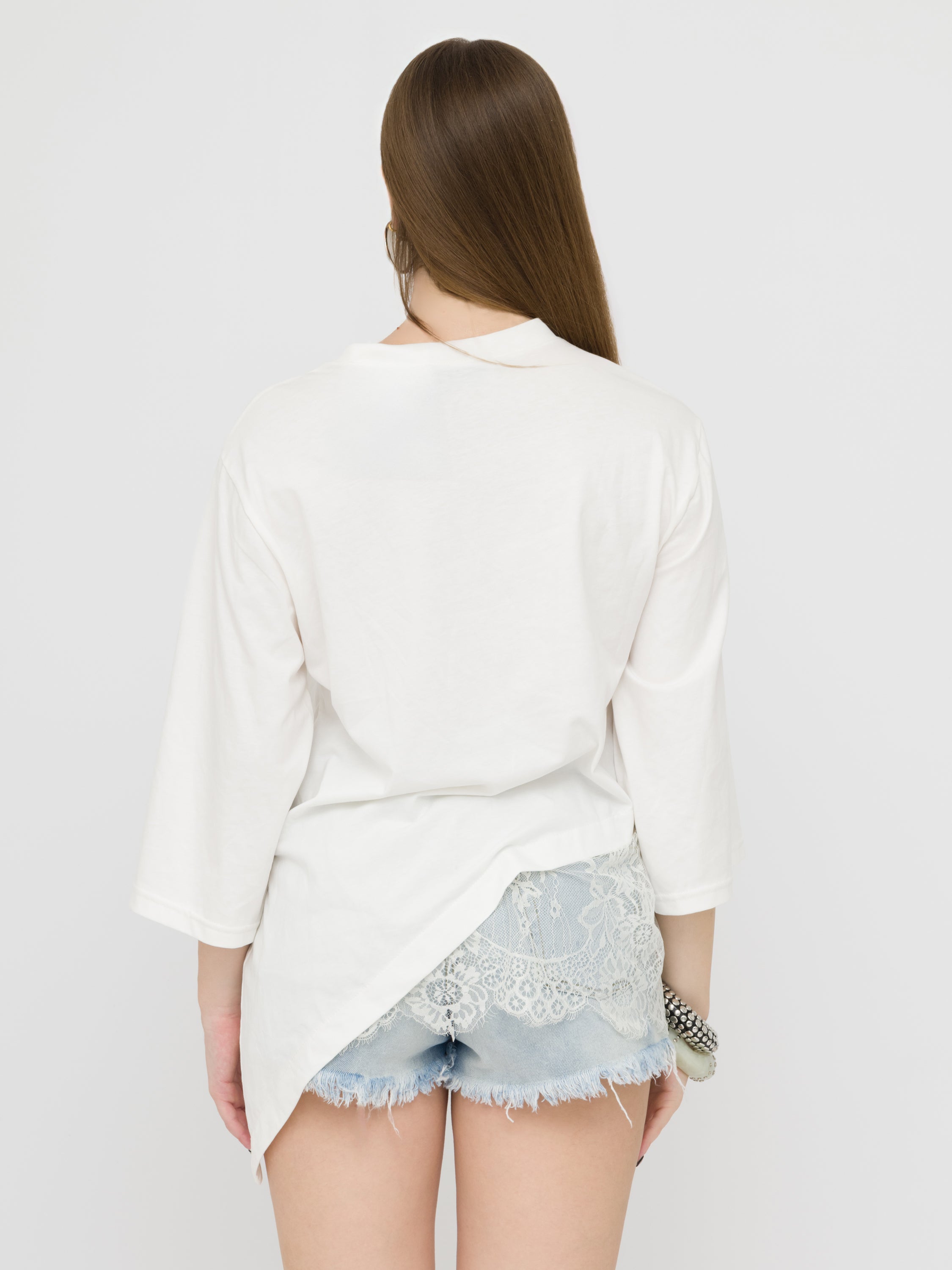 HAVEONE - t- shirt White taglio asimmetrico