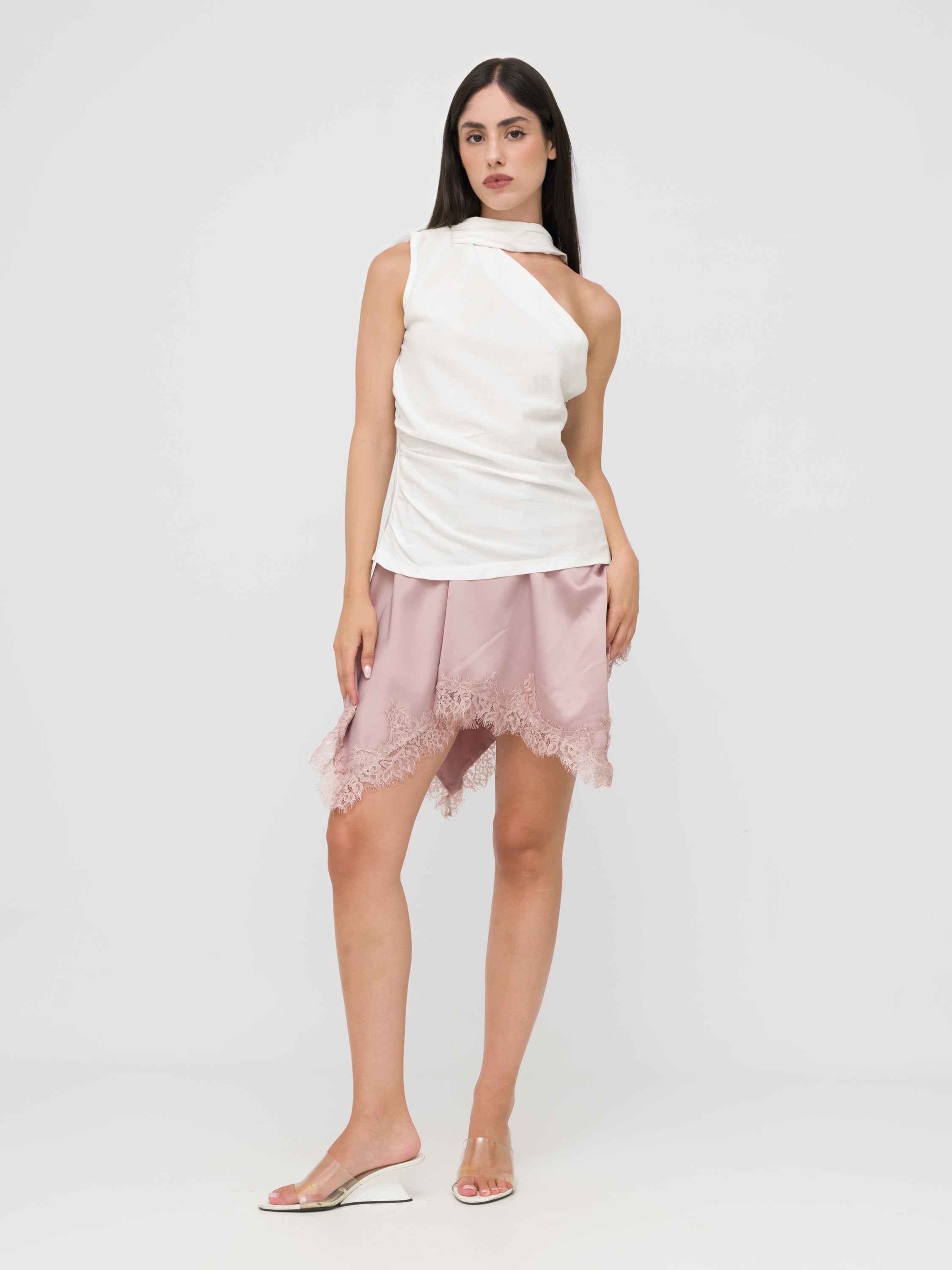 HAVEONE - gonna con dettaglio pizzo asimmetrica