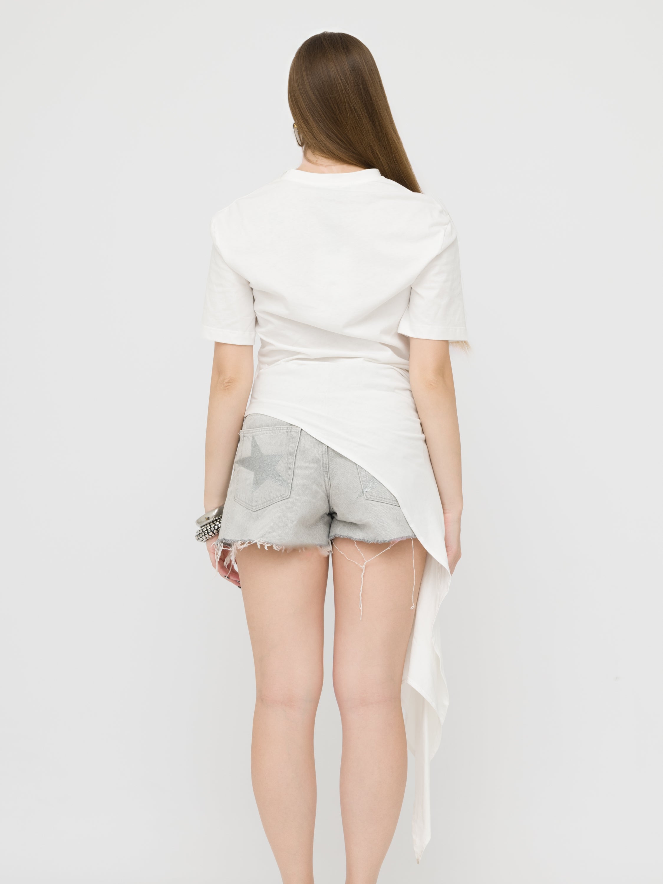 HAVEONE - t- shirt White asimmetrica