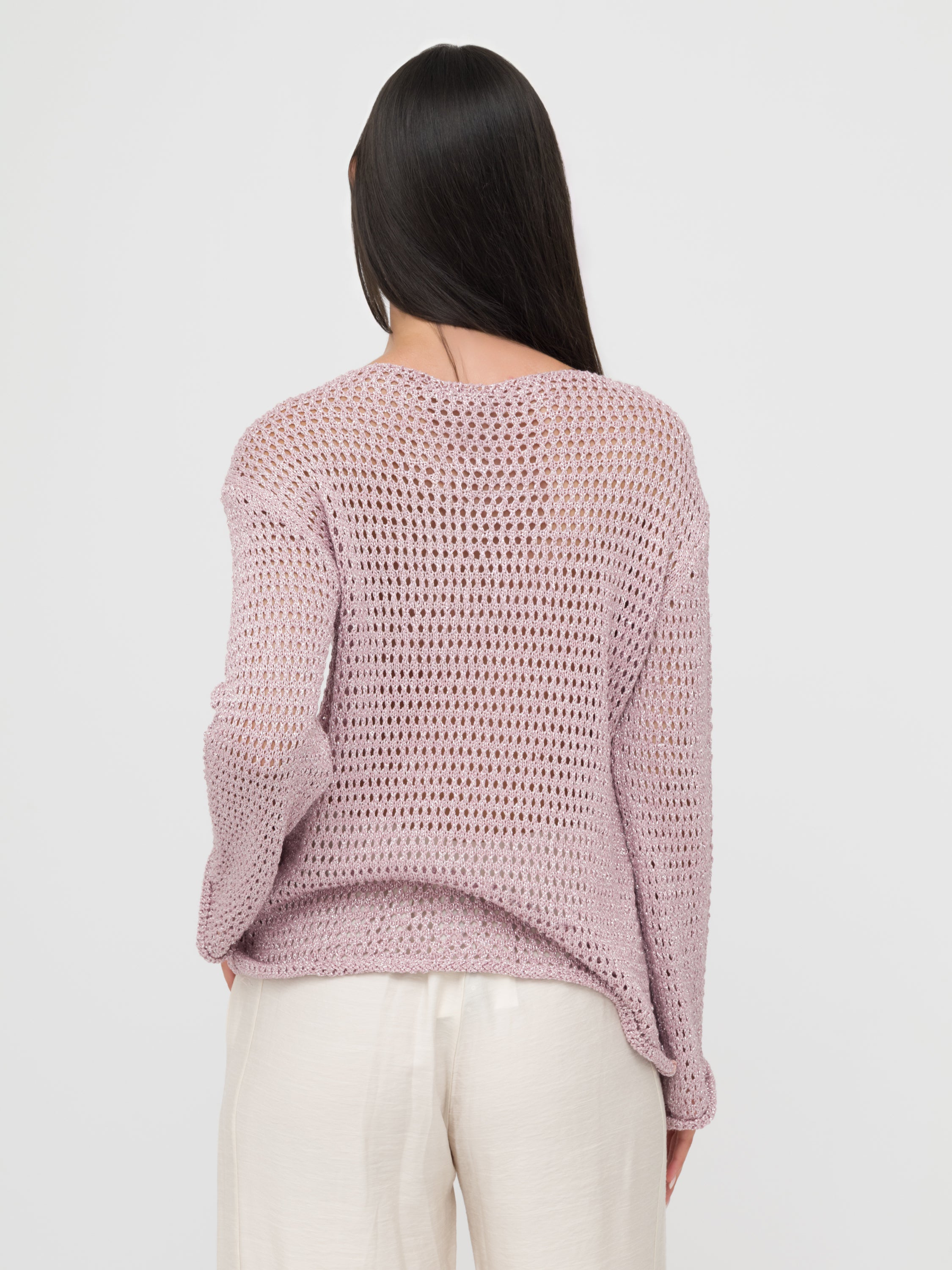 CELYE- maglia in filo dettagliata rosa antico