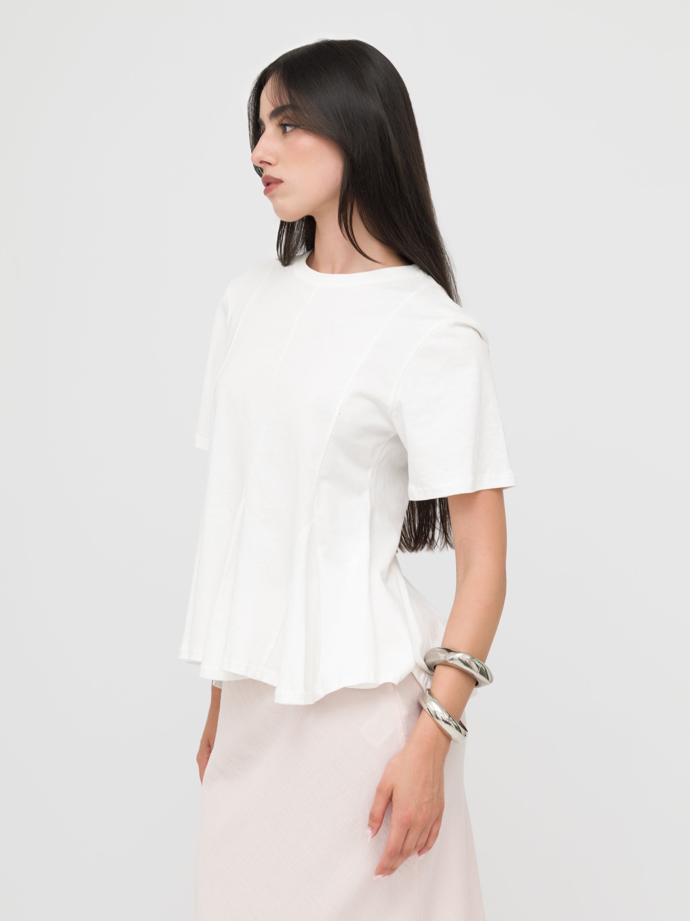 HAVEONE - t-shirt white a corsetto