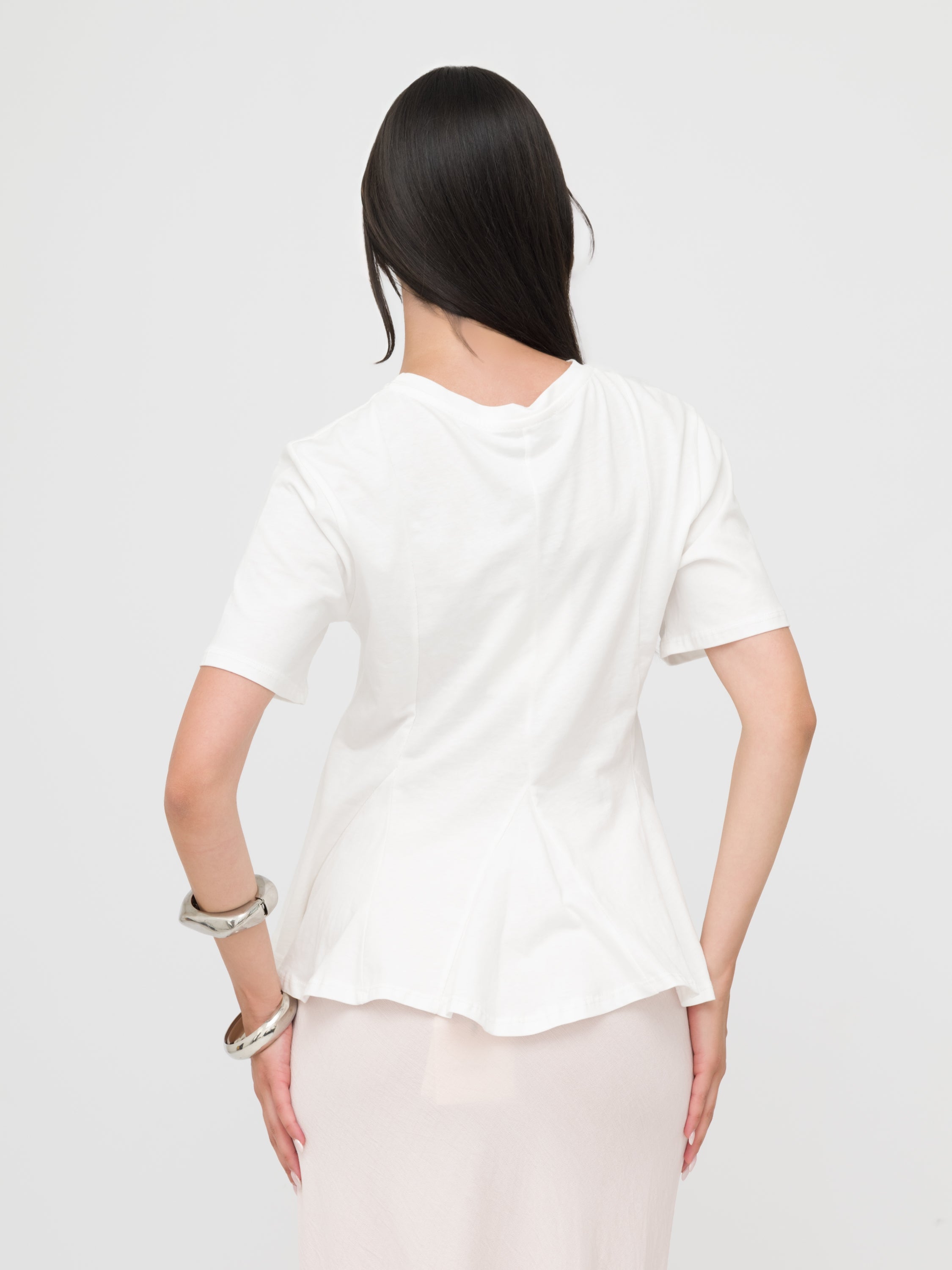 HAVEONE - t-shirt white a corsetto